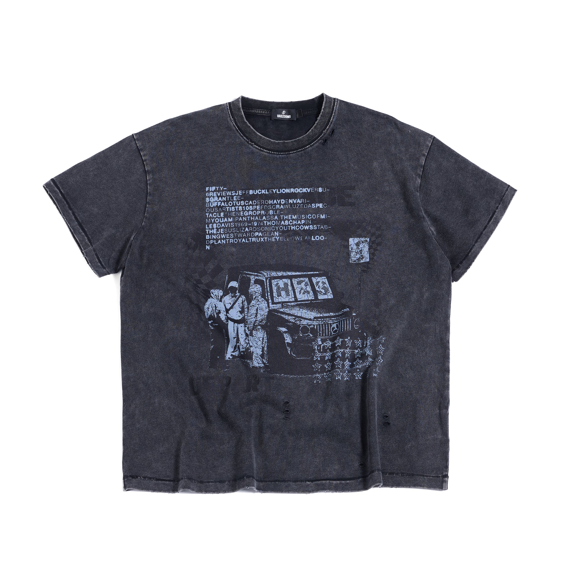 HAS2SONS 26SS "Tour" Washed Distressed Crew Neck Tee T-Shirt