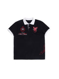 HAS2SONS Blazing Soul Embroidered Color Contrast Boxy Polo, Unisex Short Sleeve 093