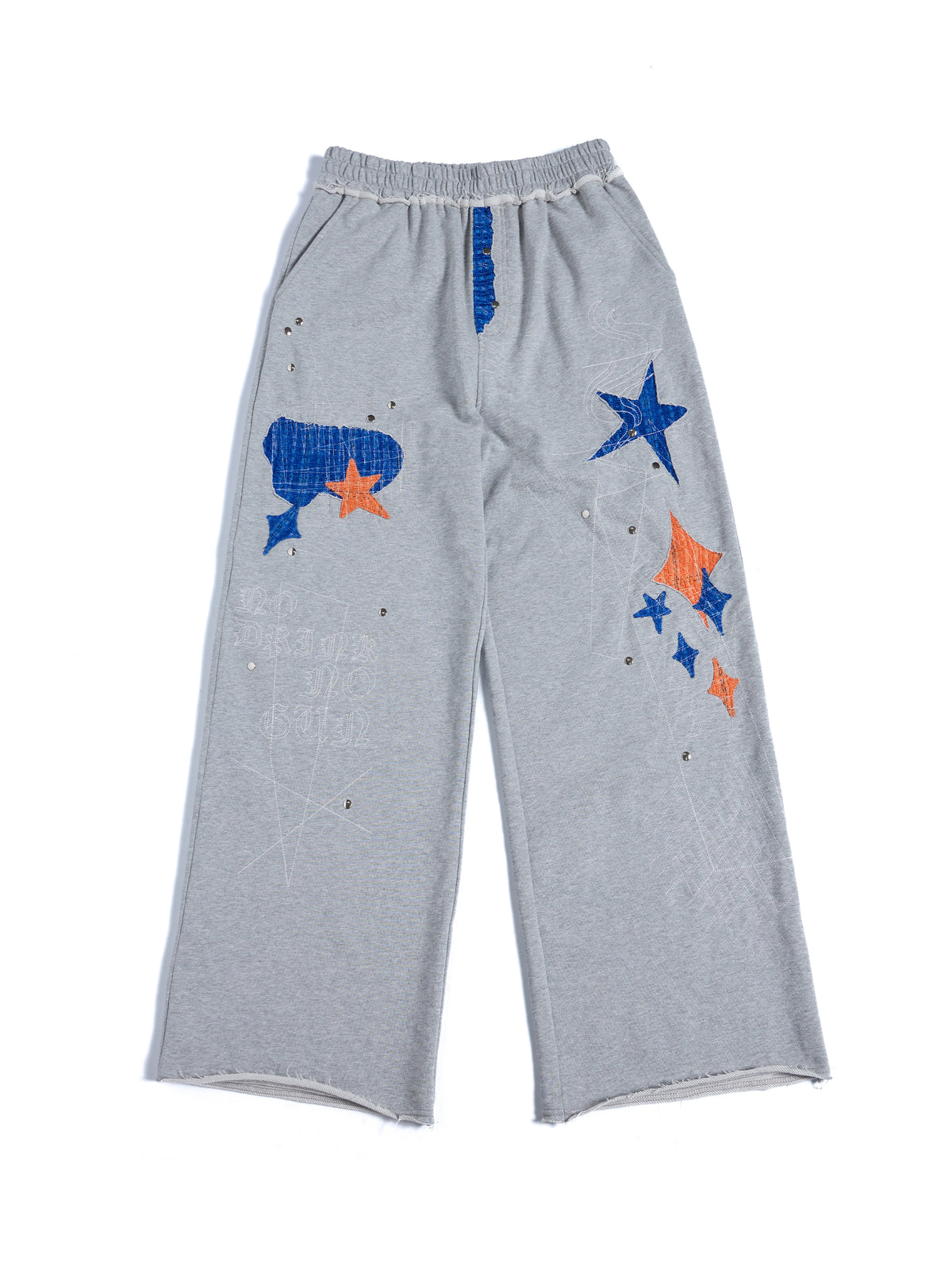 HAS2SONS  Grey Star Patch Rivet Wide Sweatpants 097