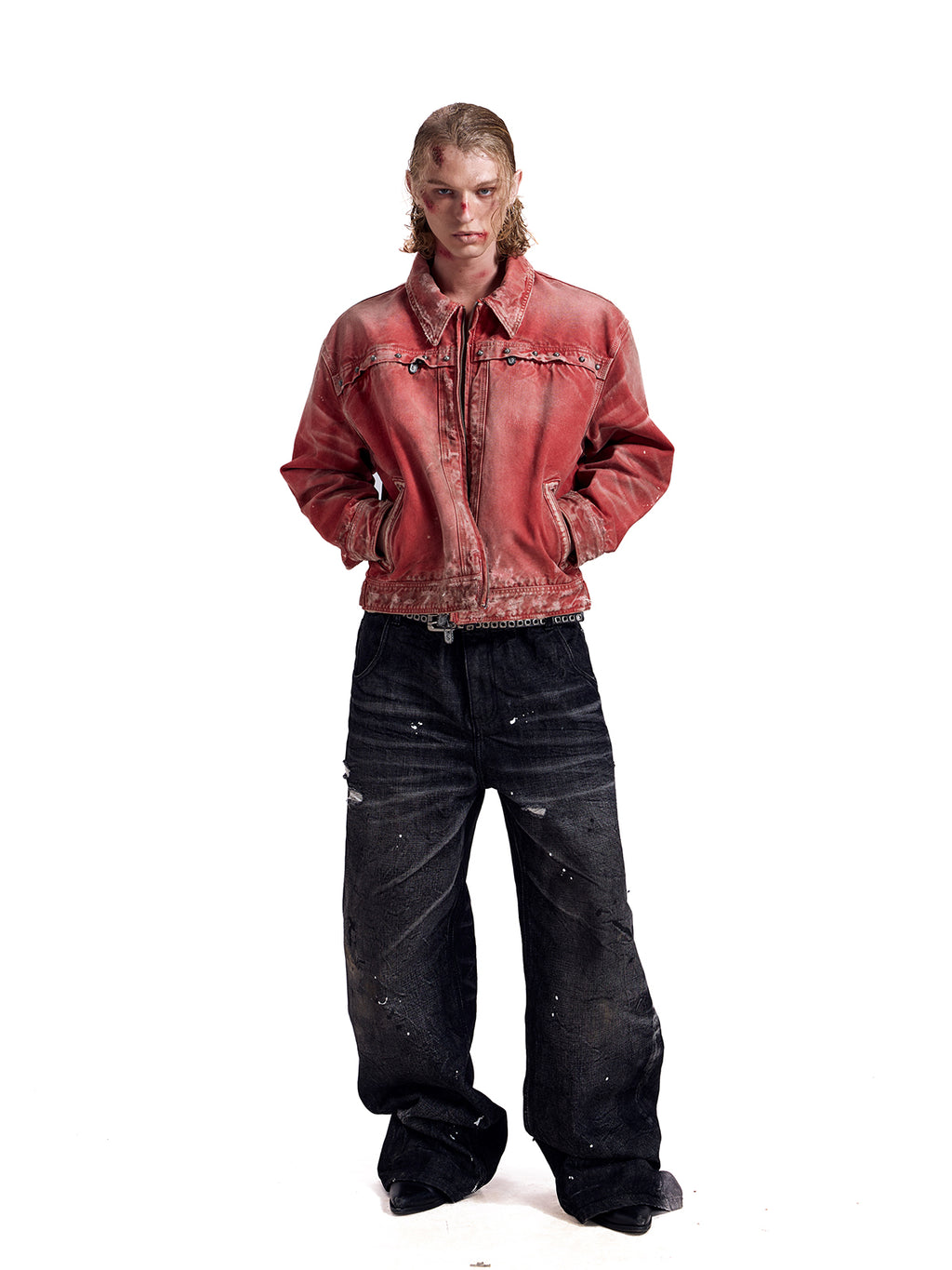 HAS2SONS 25FW Detroit washed short rivet jacket