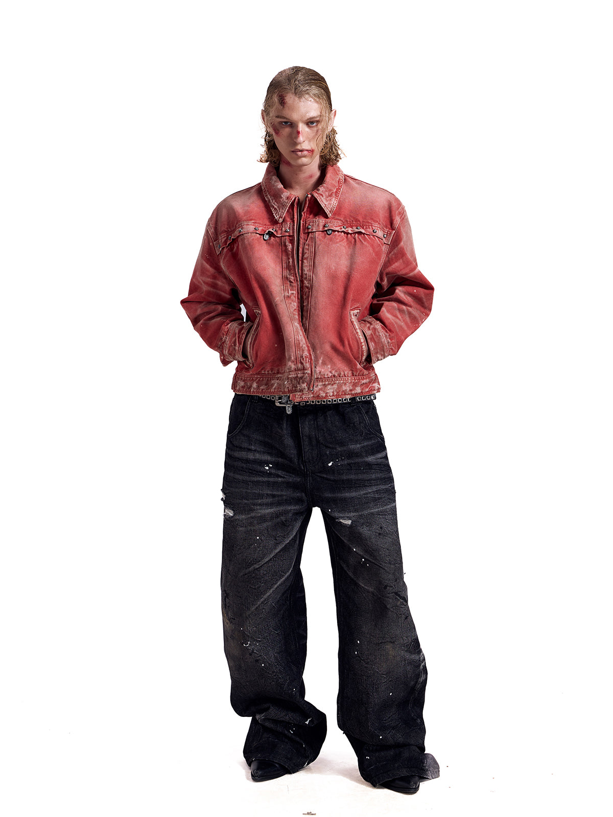 HAS2SONS 25FW Detroit washed short rivet jacket