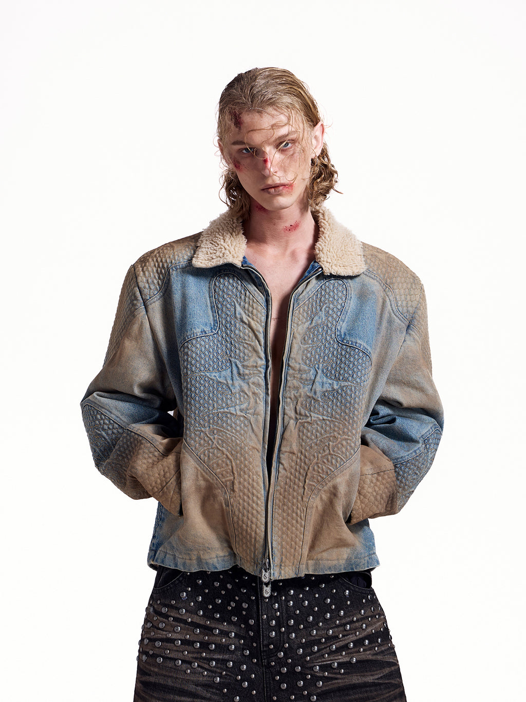 HAS2SONS Embroidered Cowboy Jacket with Fleece Coat