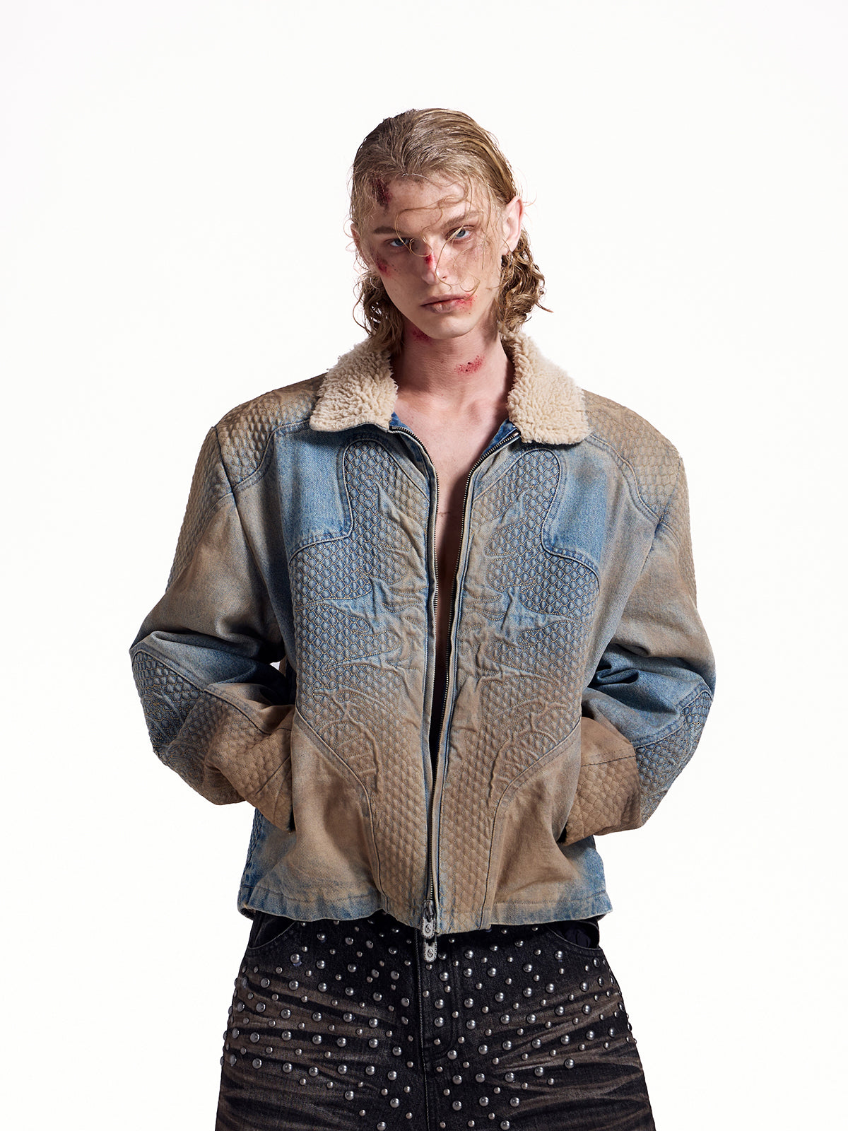 HAS2SONS Embroidered Cowboy Jacket with Fleece Coat