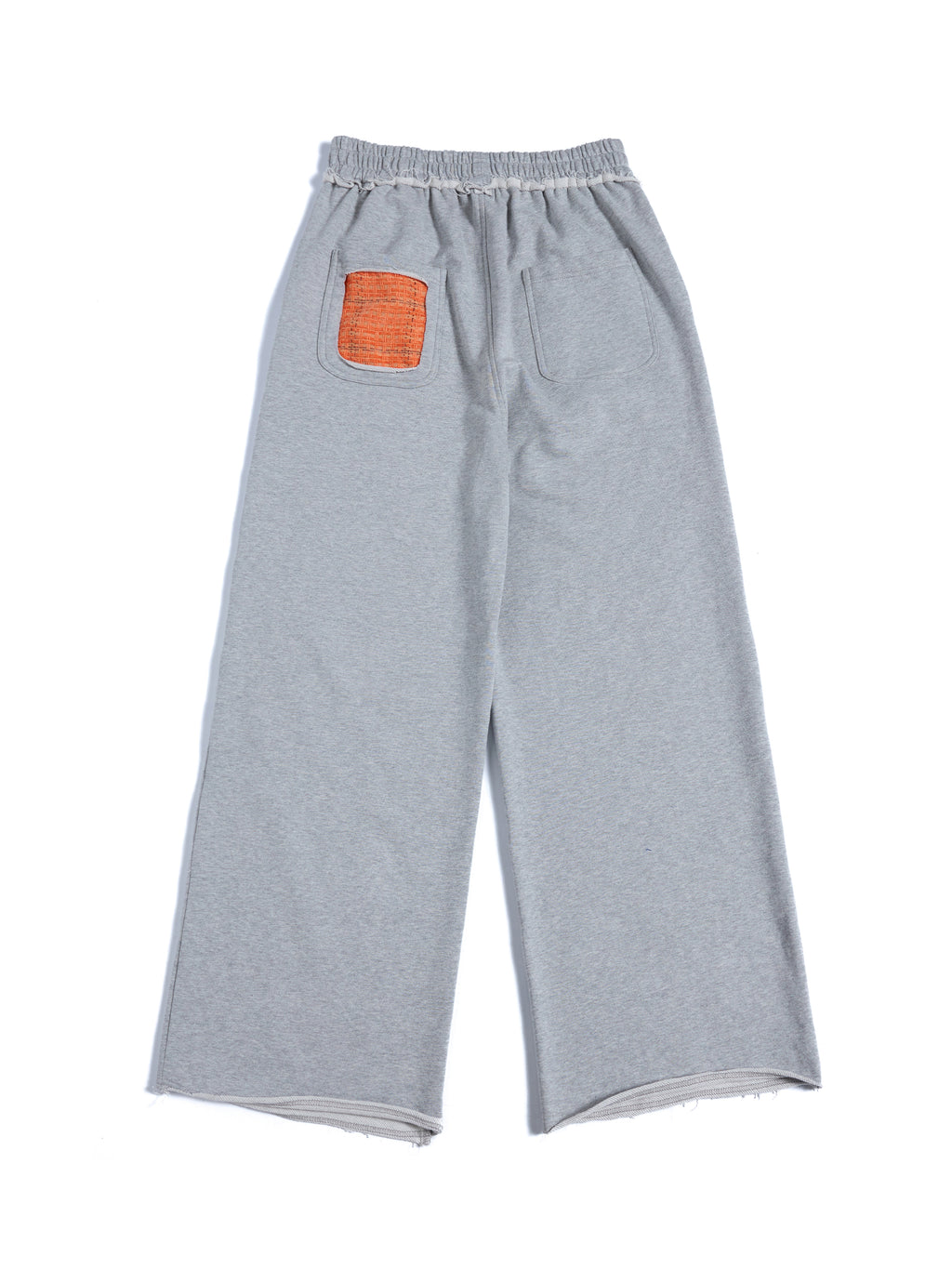 HAS2SONS 26SS Grey Star Spade Patch Rivet Raw Hem Wide Leg Sweatpants 097