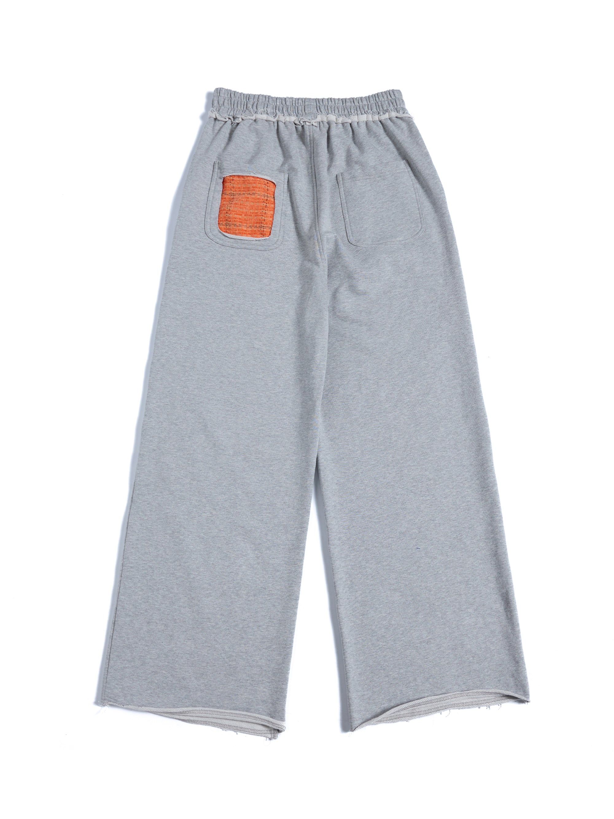 HAS2SONS 26SS Grey Star Spade Patch Rivet Raw Hem Wide Leg Sweatpants 097