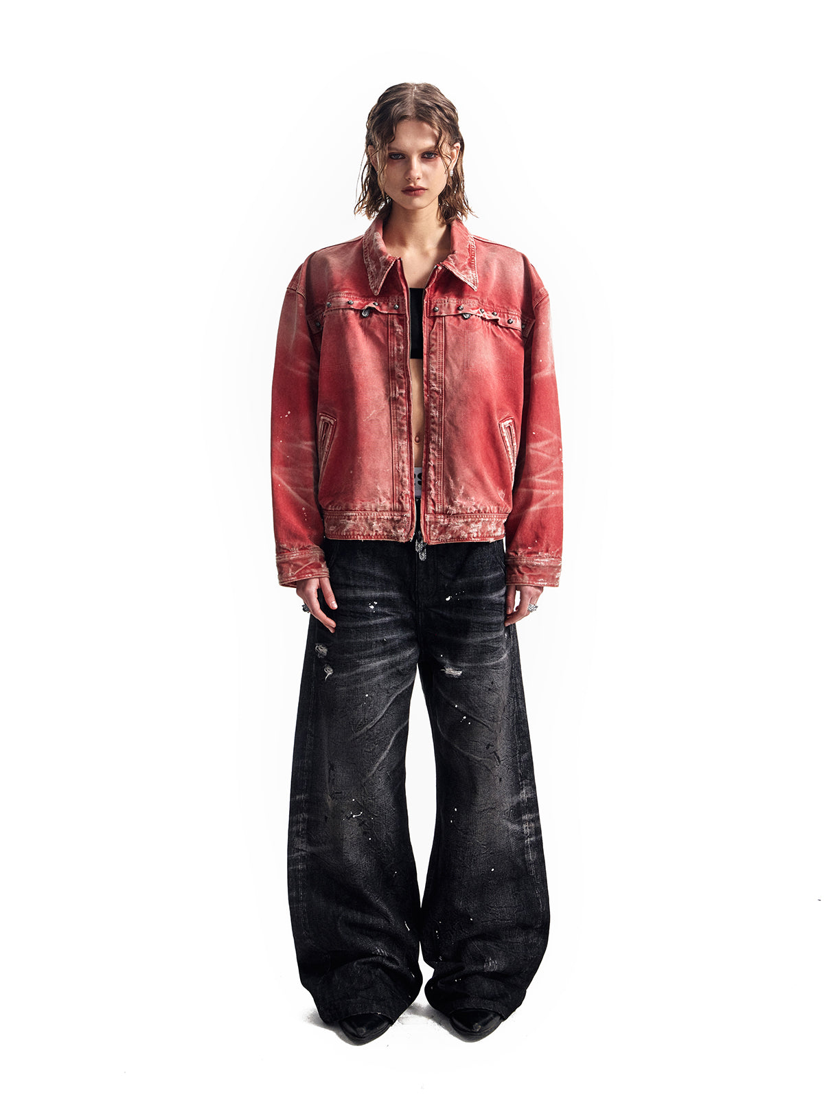 HAS2SONS 25FW Detroit washed short rivet jacket