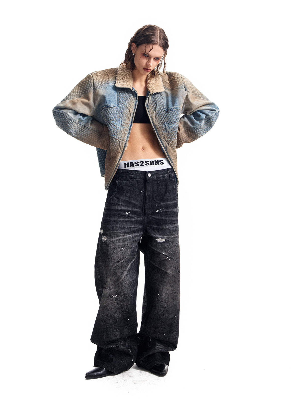 HAS2SONS Embroidered Cowboy Jacket with Fleece Coat