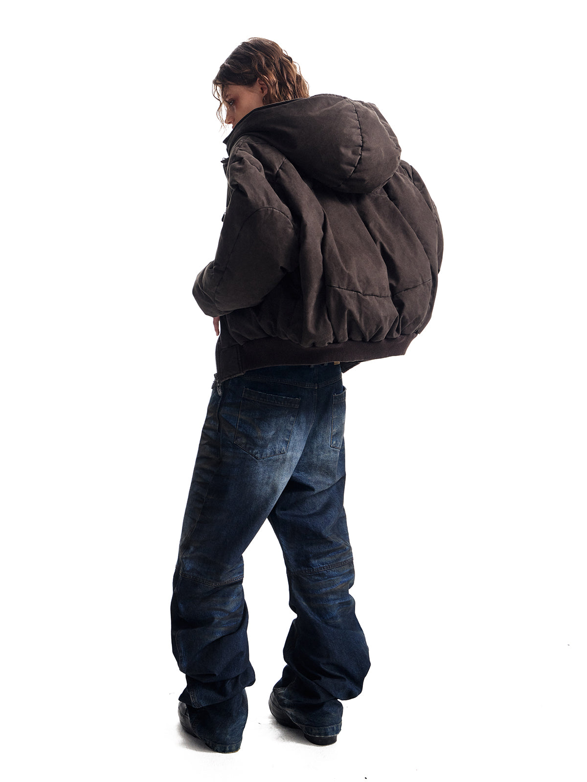 HAS2SONS hand stuffed cotton jacket with detachable hood 061