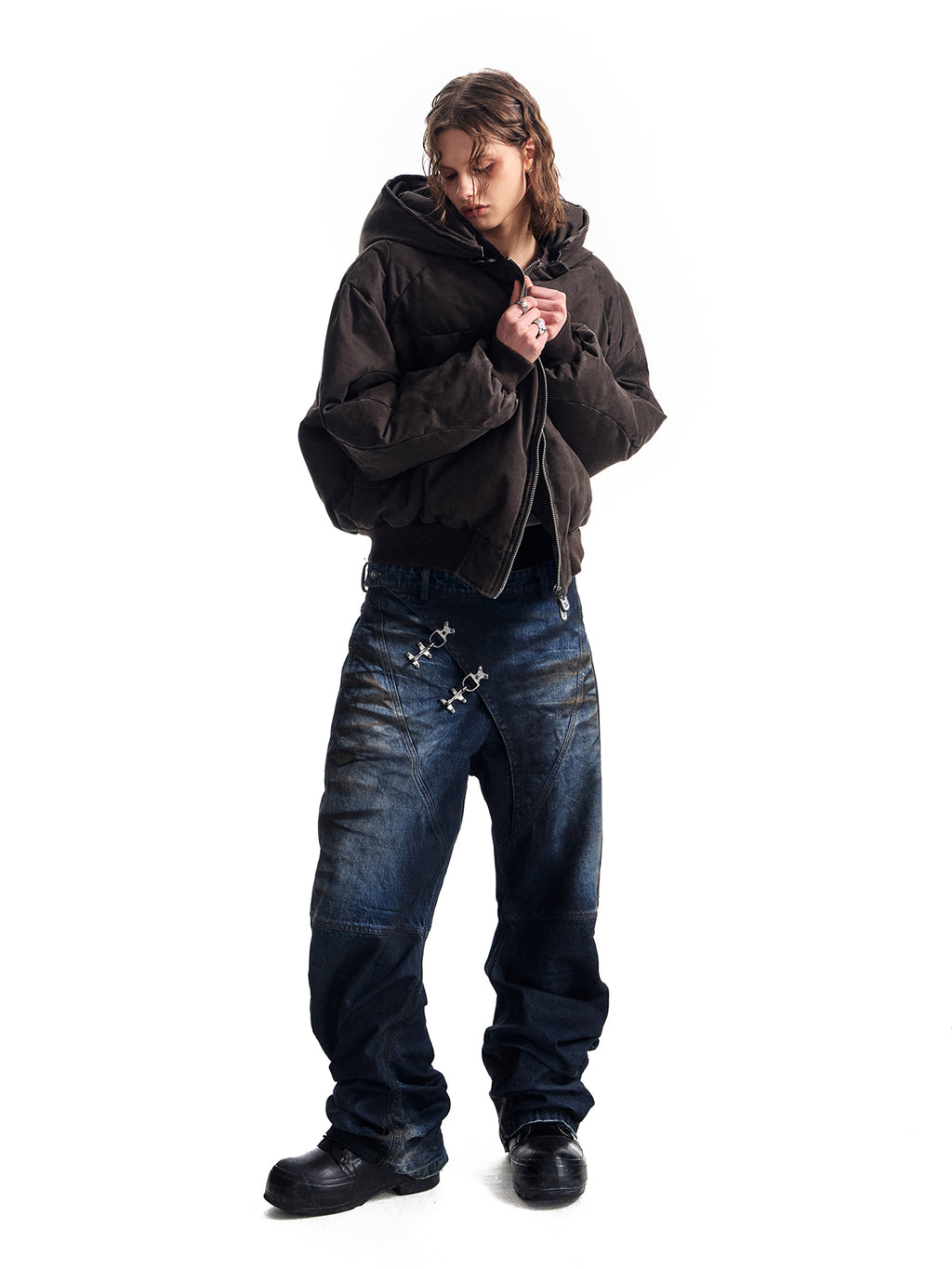 HAS2SONS hand stuffed cotton jacket with detachable hood