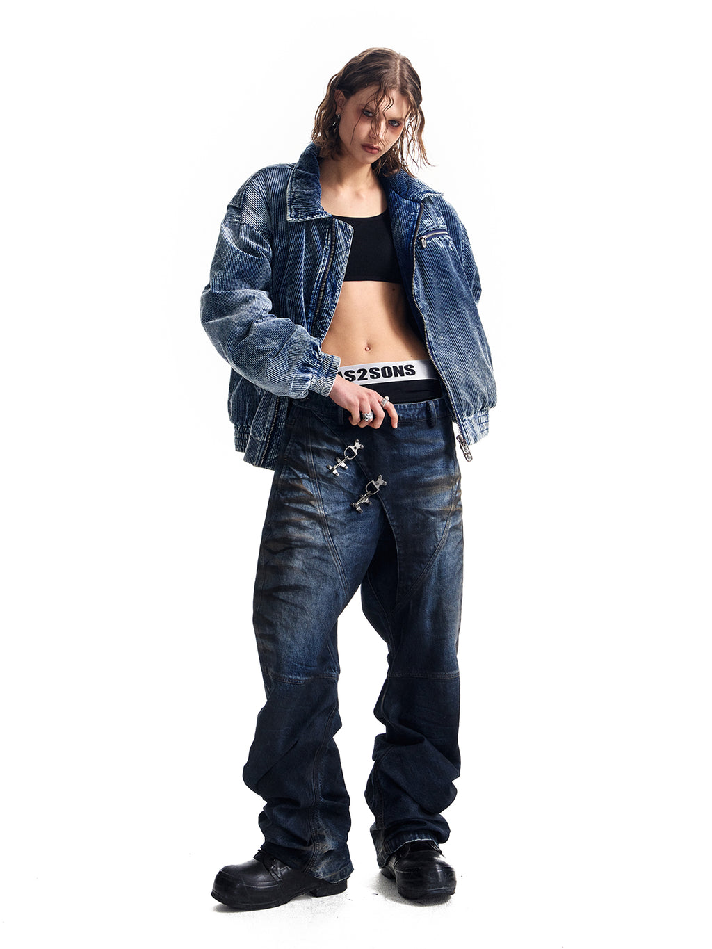 HAS2SONS 25FW Thick Corduroy Denim Indigo Riveted Jacket