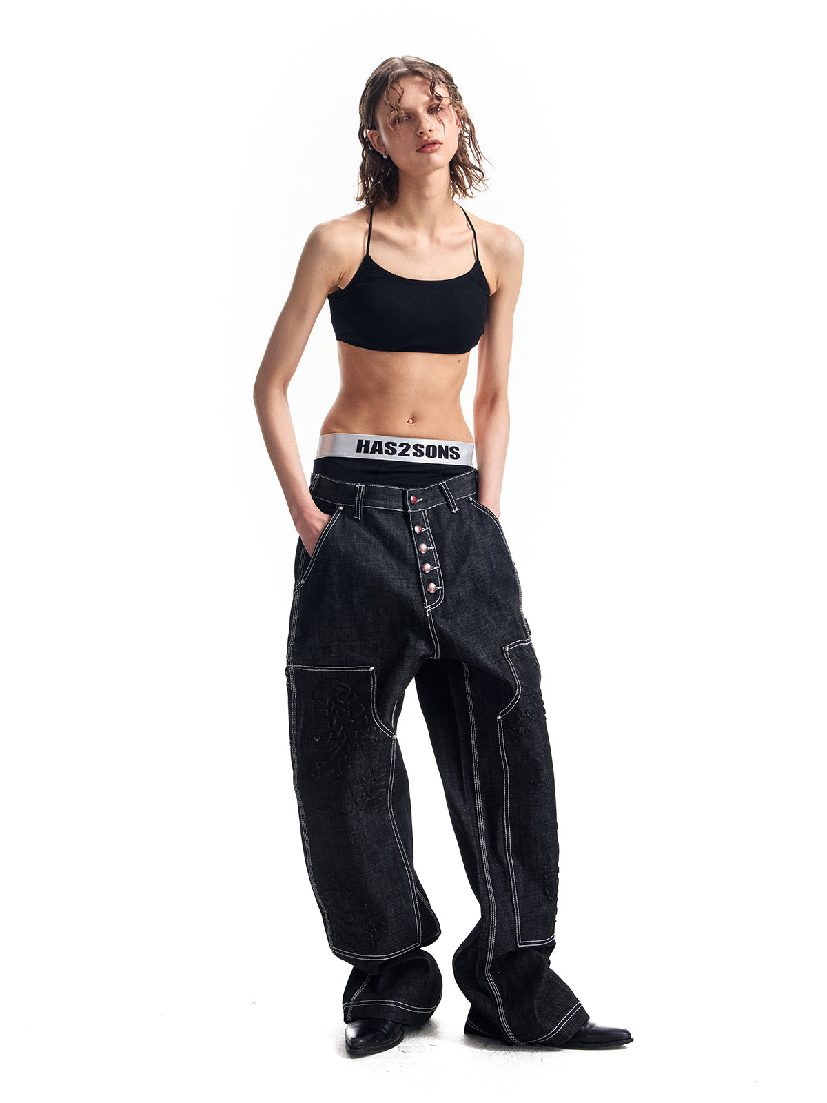 HAS2SONS original cow rivet straight leg jeans