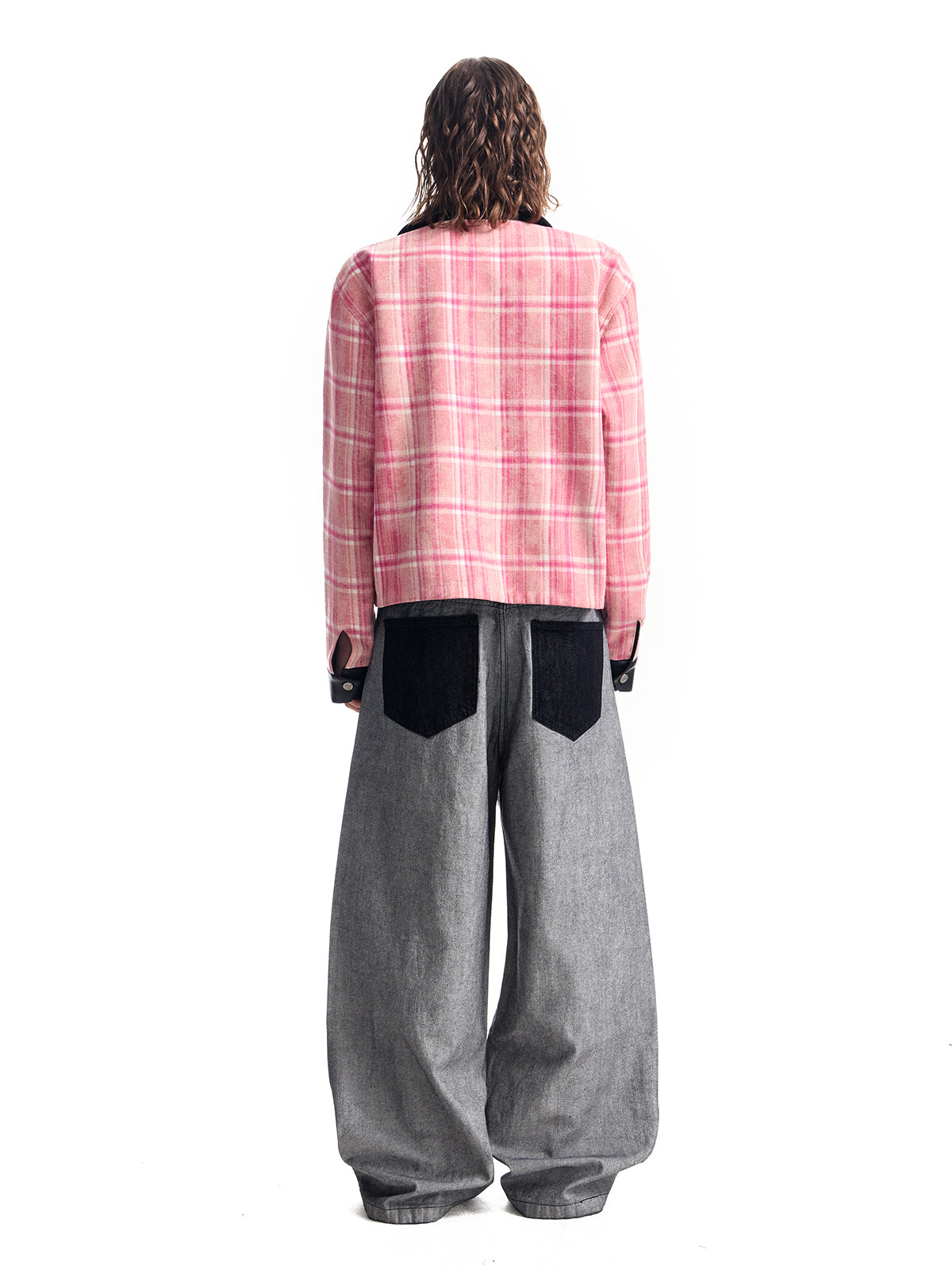 HAS2SONS Pink Grid Double sided Clean Fit Jacket Short 025