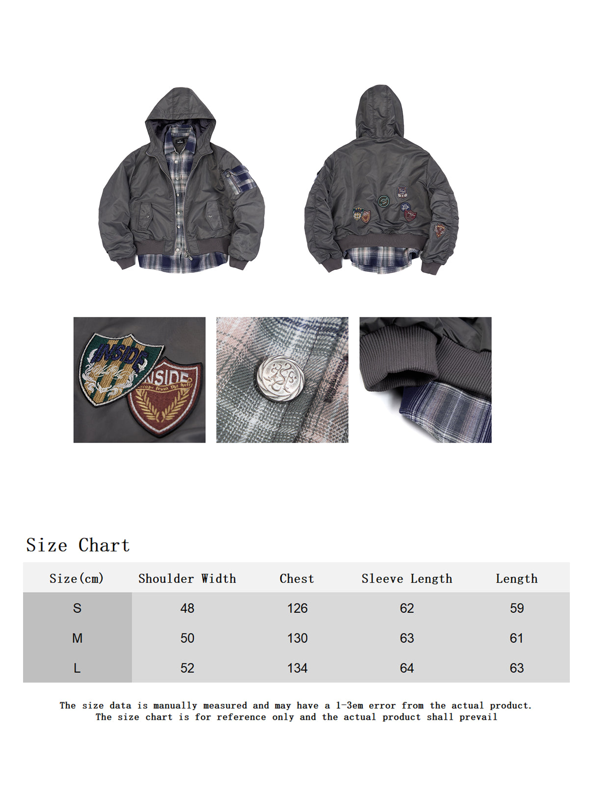 HAS2SONS 26FW Patch Badge Plaid Bomber Puffer Jacke 137