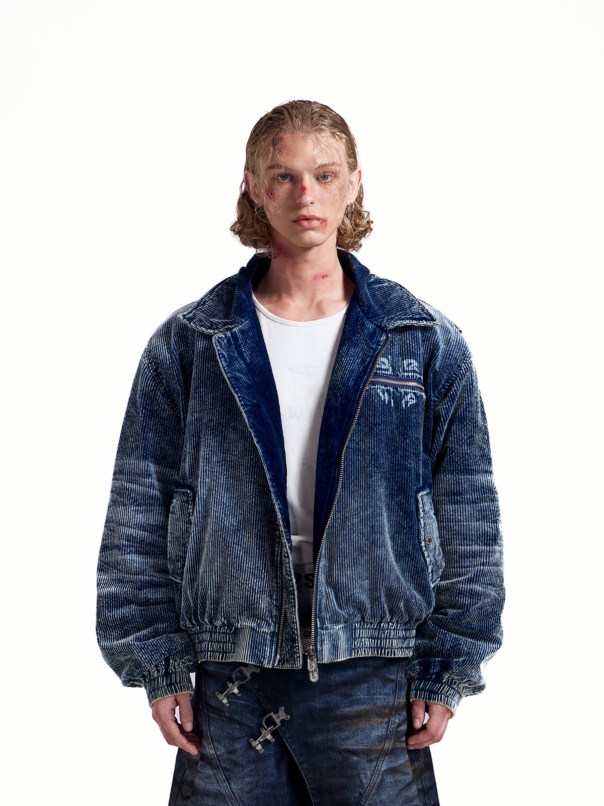 HAS2SONS 25FW Thick Corduroy Denim Indigo Riveted Jacket 057