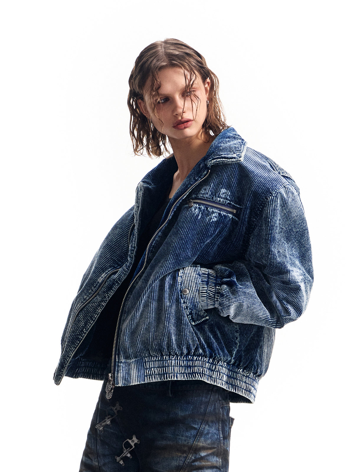 HAS2SONS 25FW Thick Corduroy Denim Indigo Riveted Jacket 057
