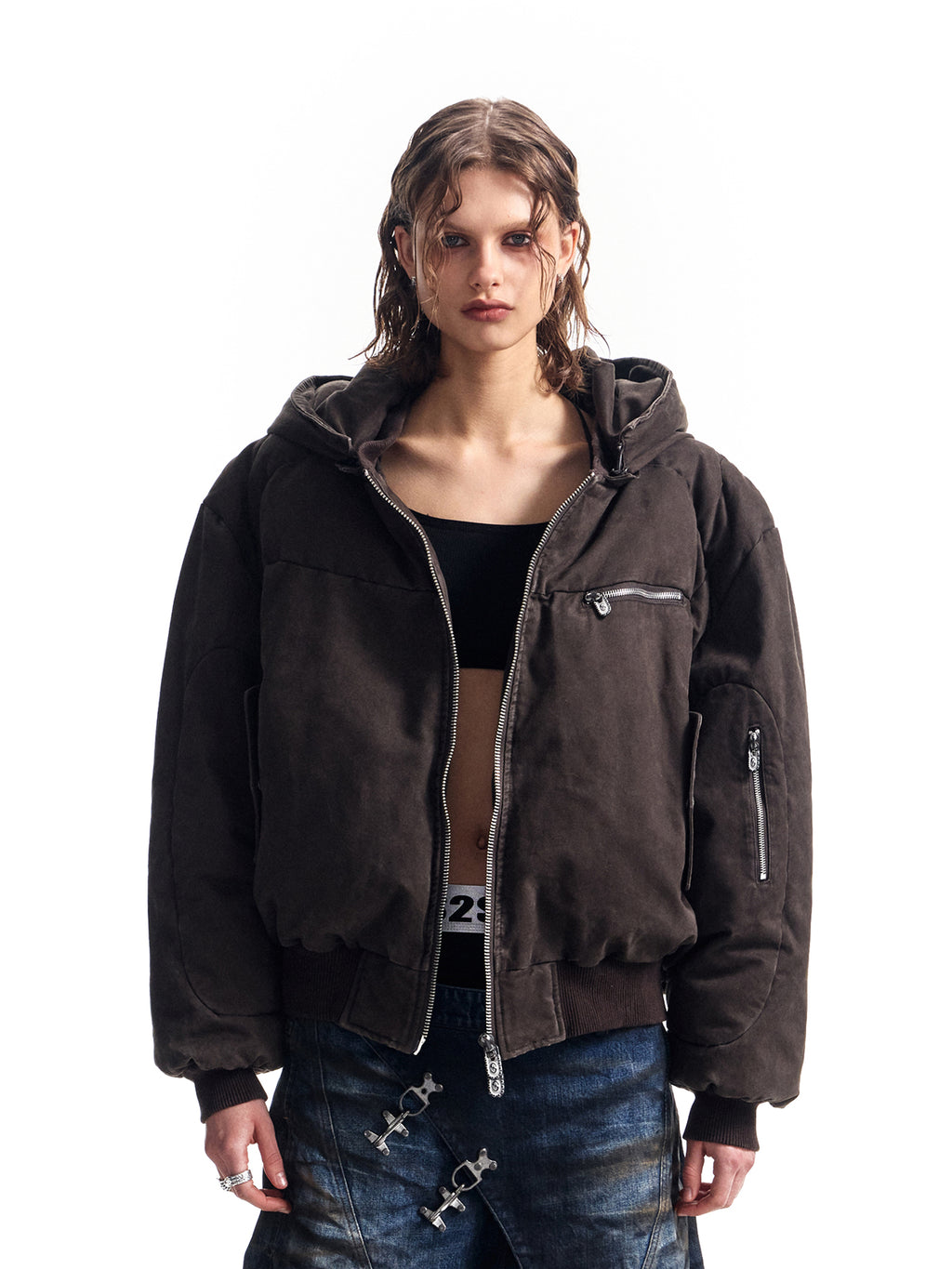 HAS2SONS hand stuffed cotton jacket with detachable hood