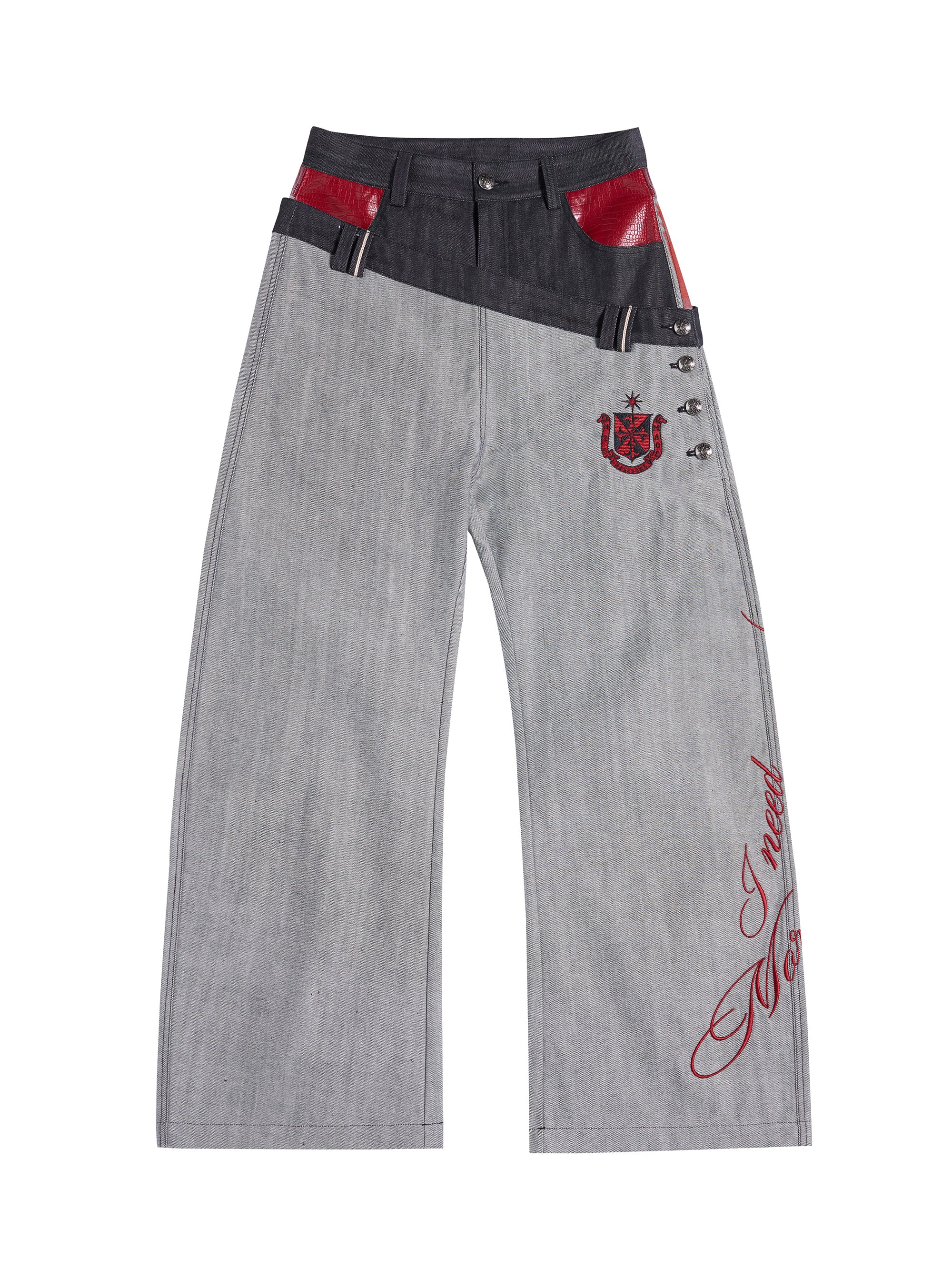 HAS2SONS 26SS Raw Denim Curved Wide Leg Dual Waistband 13.5oz Red Selvedge Jeans 081