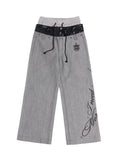 HAS2SONS 26SS Double Triple Waistband Rivet Embroidered Spliced Jeans 086