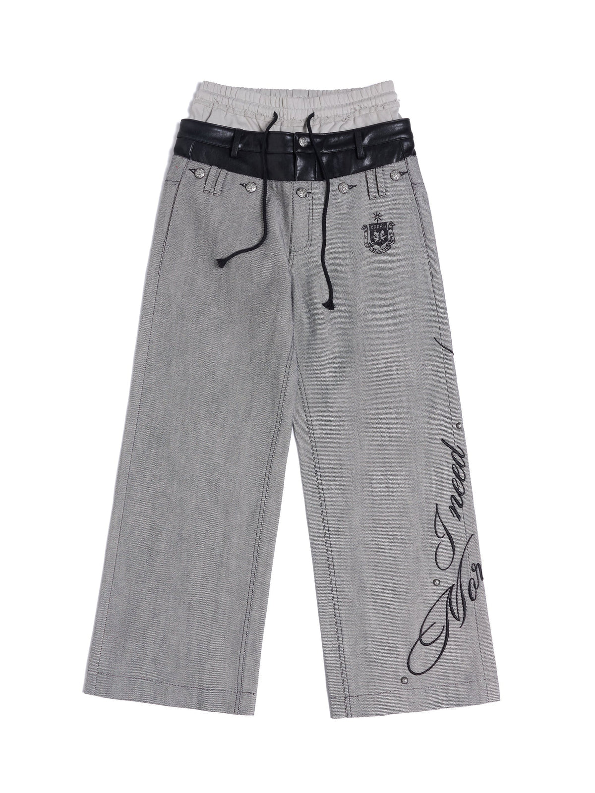 HAS2SONS Double Waist Rivet Spliced Jeans 086
