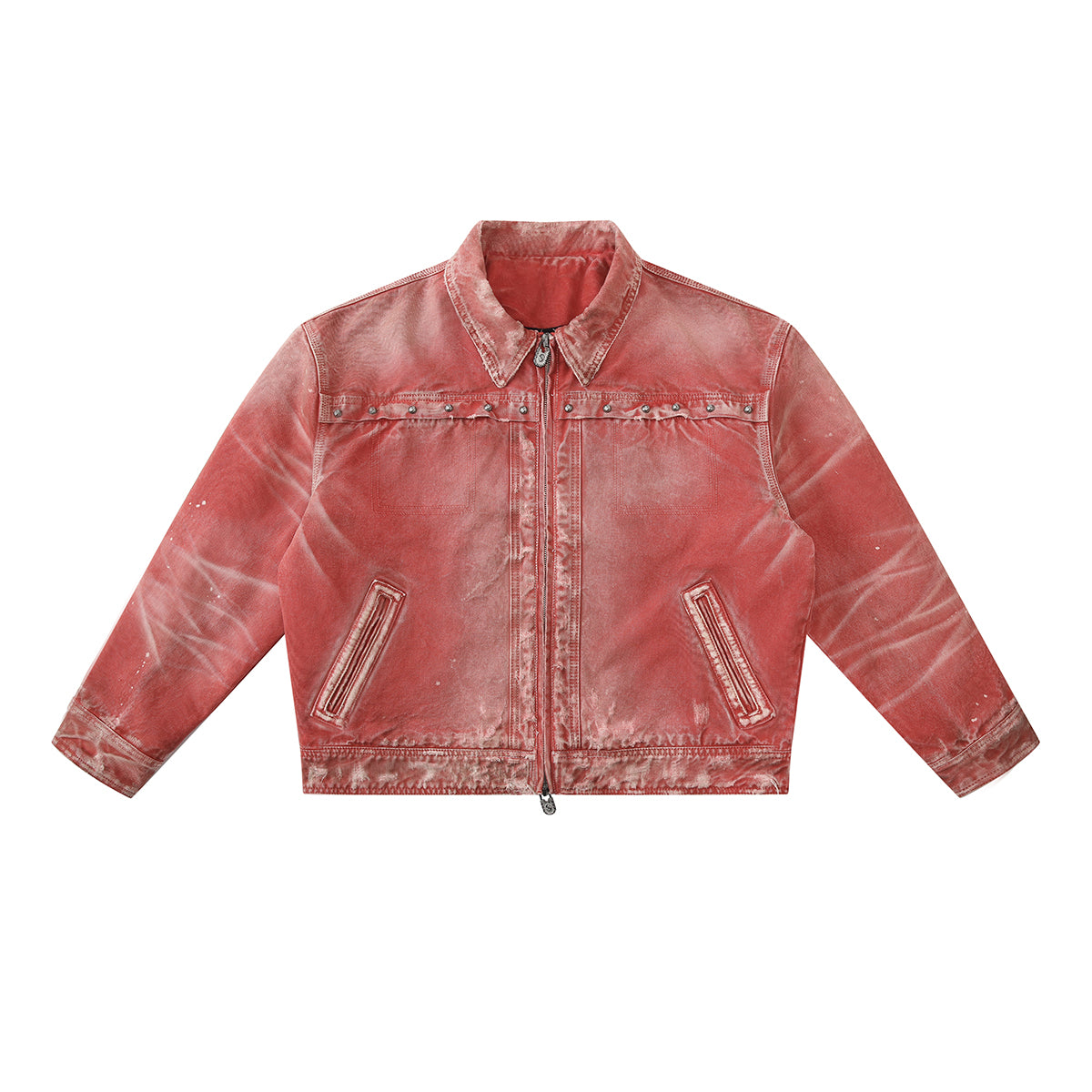 HAS2SONS 25FW Red Detroit washed short and wide jacket with rivets