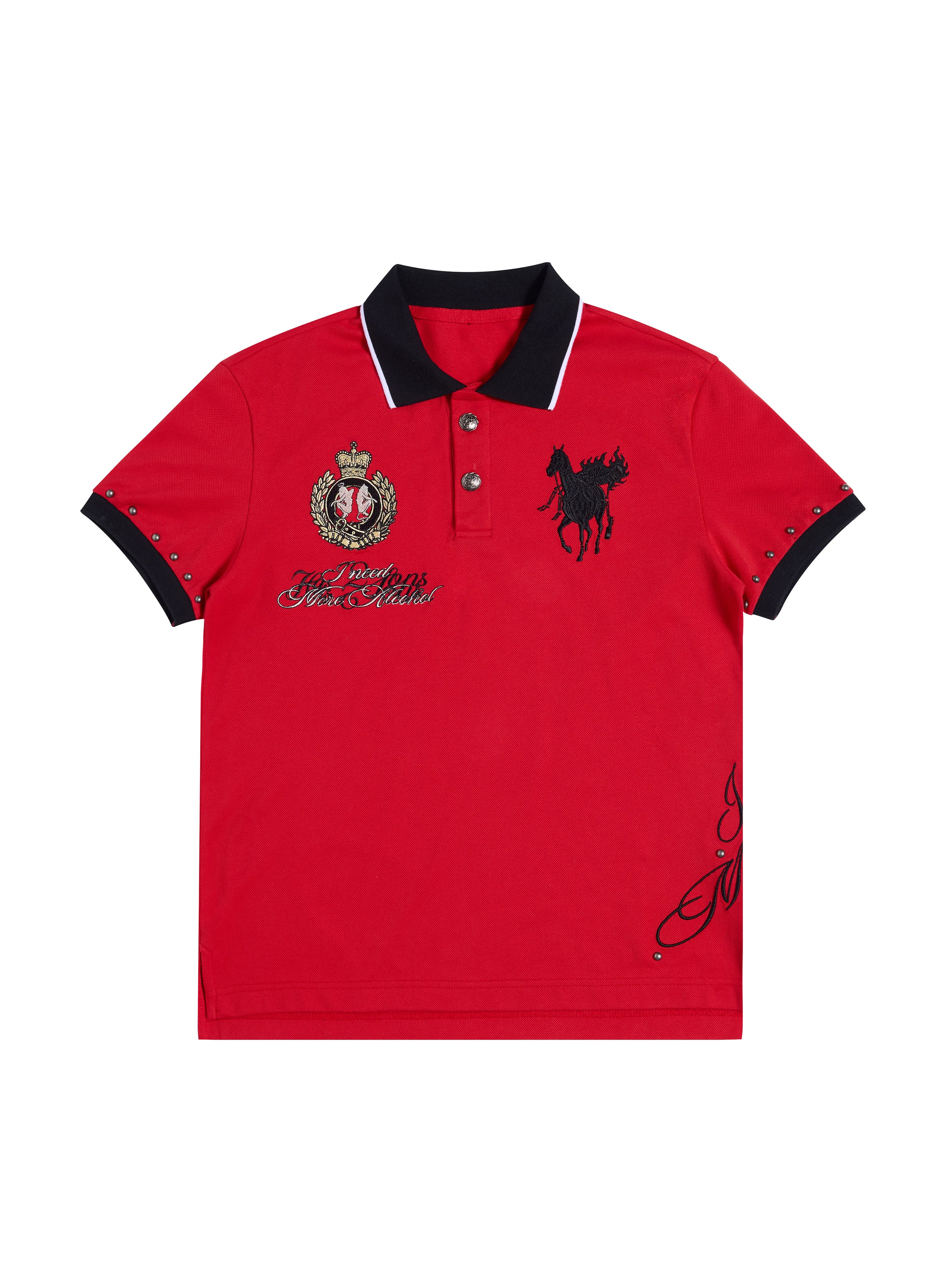 HAS2SONS Red Contrast Embroidery Polo 078