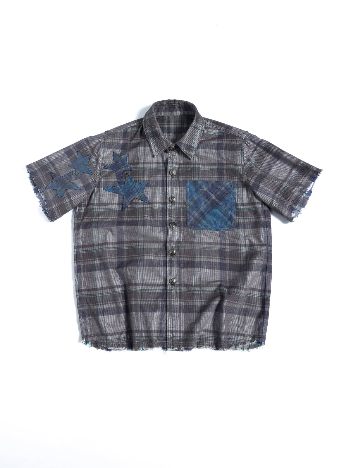 HAS2SONS  Grey Plaid Star Boxy Shirt 100