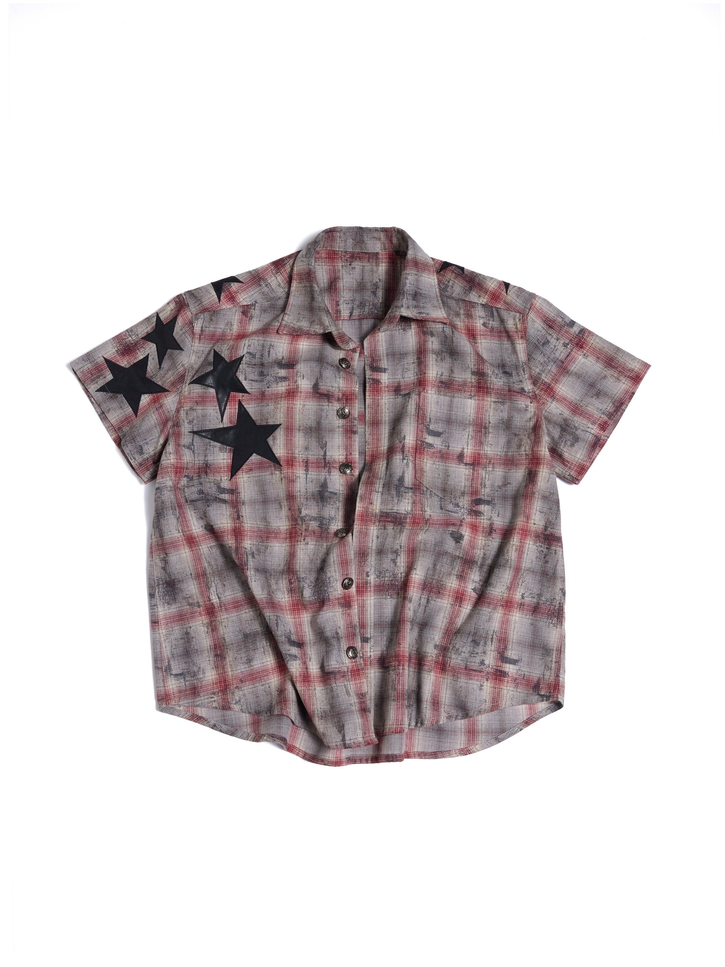 HAS2SONS Red Plaid Star Boxy Shirt 089