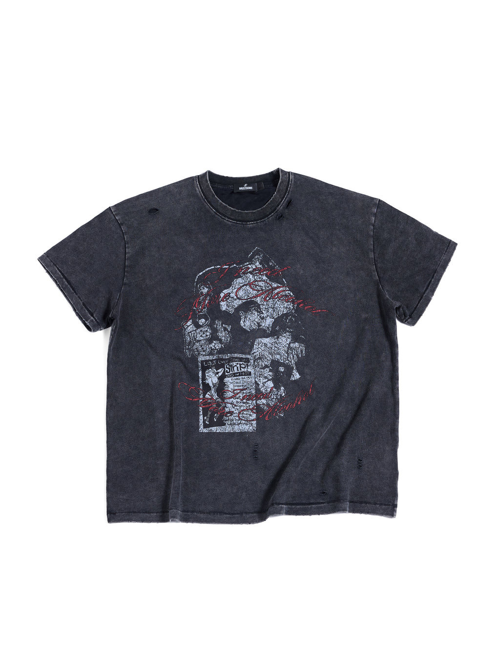 HAS2SONS 26SS "Drunk" Washed Distressed Crew Neck Tee T-Shirt