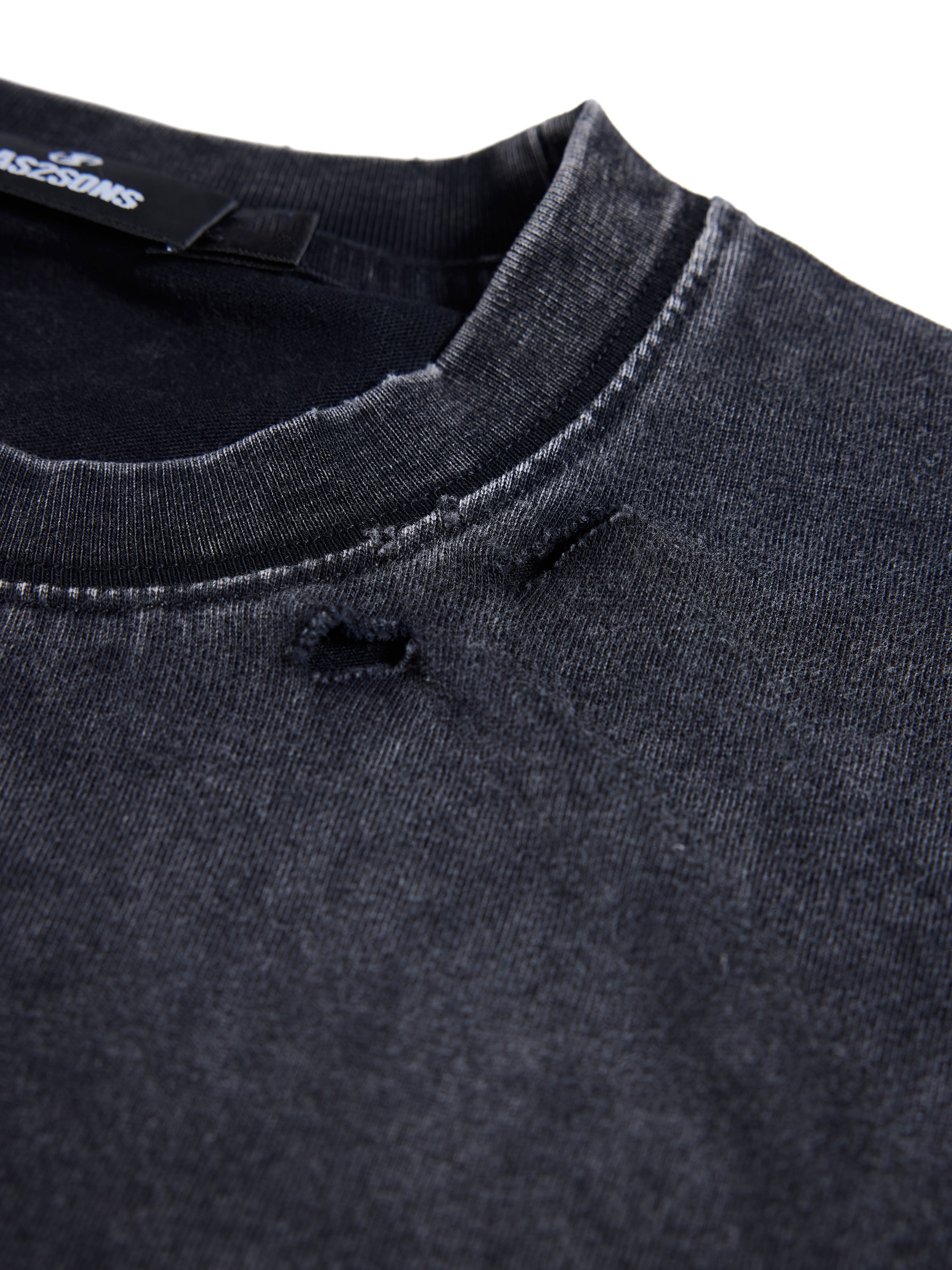 HAS2SONS 26SS "Drunk" Washed Distressed Crew Neck Tee T-Shirt