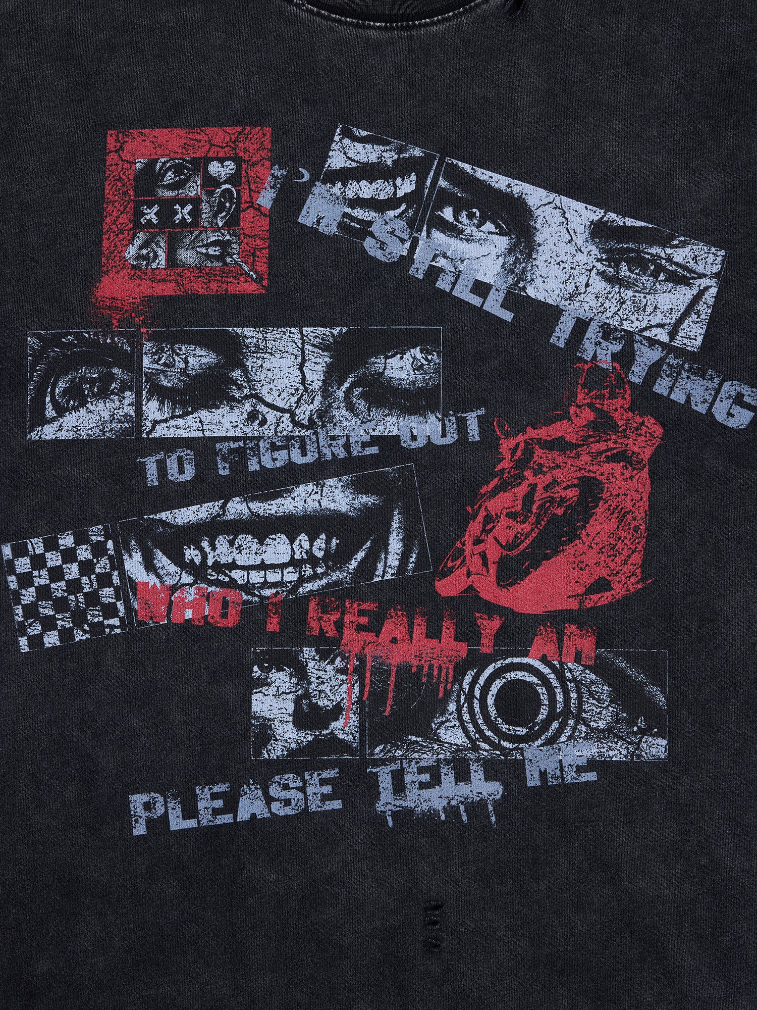 HAS2SONS 26SS "Who I Am"Washed Distressed Crew Neck Tee T-Shirt