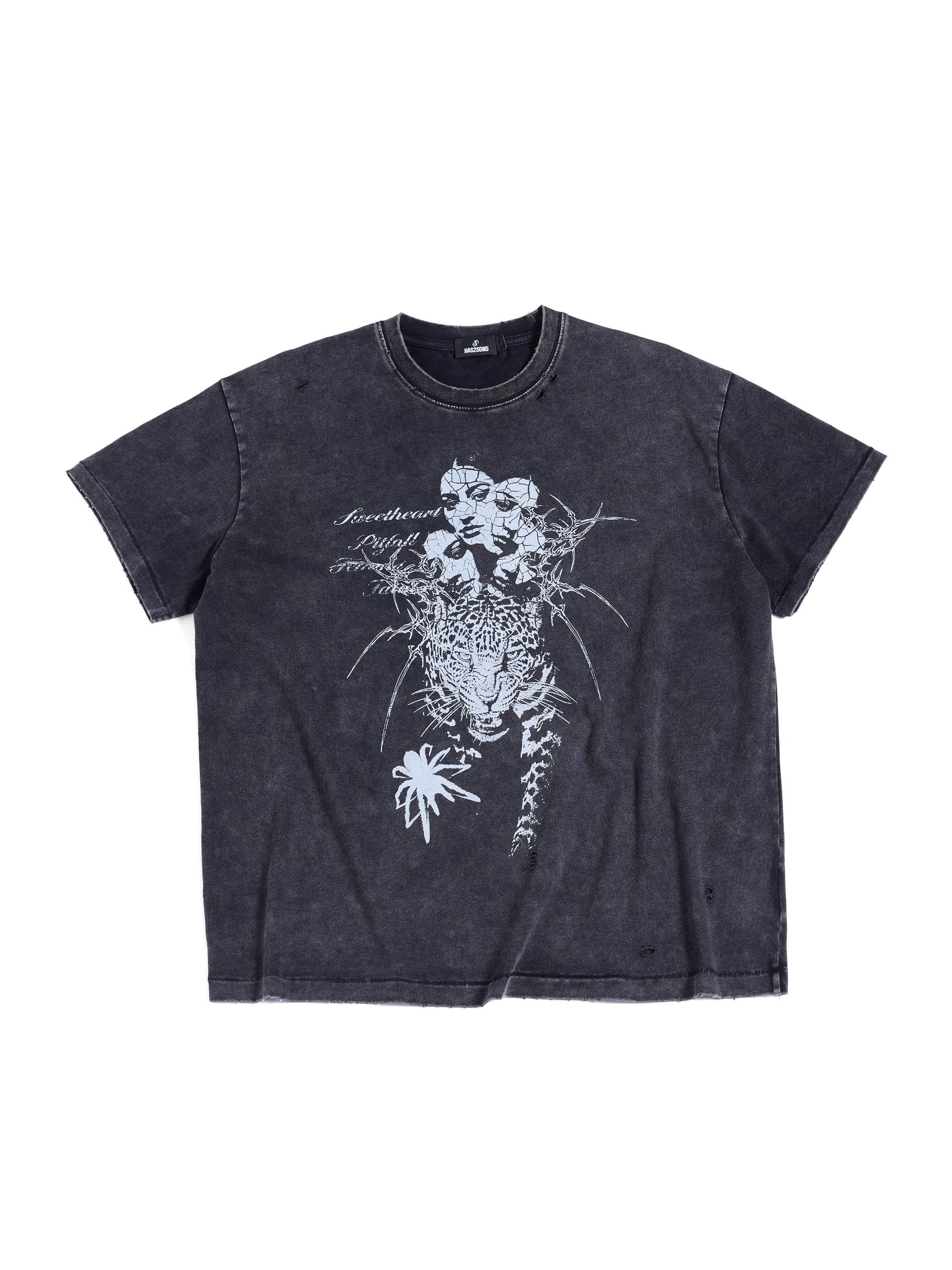 HAS2SONS 26SS "Scorpion" Washed Distressed Crew Neck Tee T-Shirt
