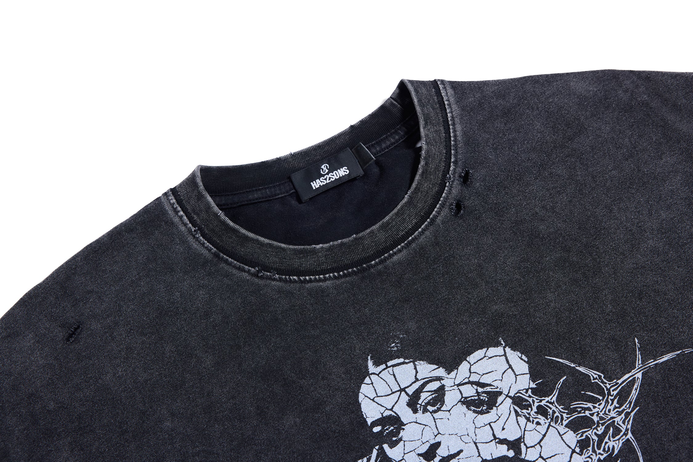 HAS2SONS 26SS "Scorpion" Washed Distressed Crew Neck Tee T-Shirt