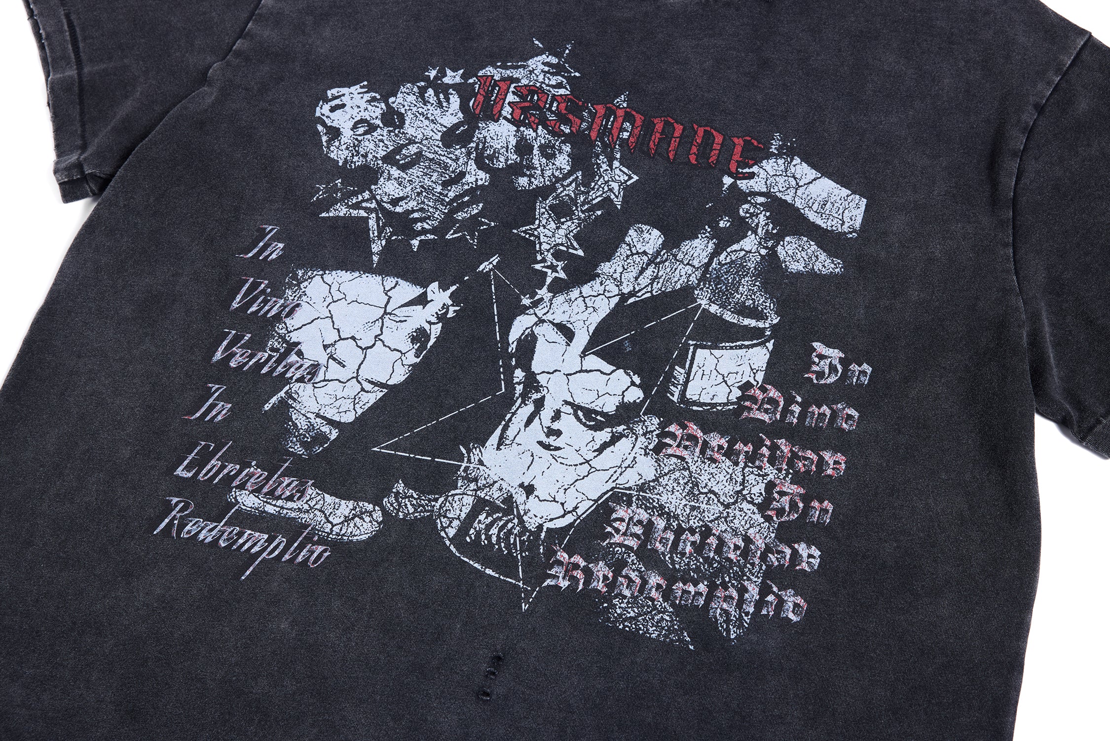 HAS2SONS 26SS "Strife" Washed Distressed Single Stitch Cotton Oversized Crew Tee T-Shirt