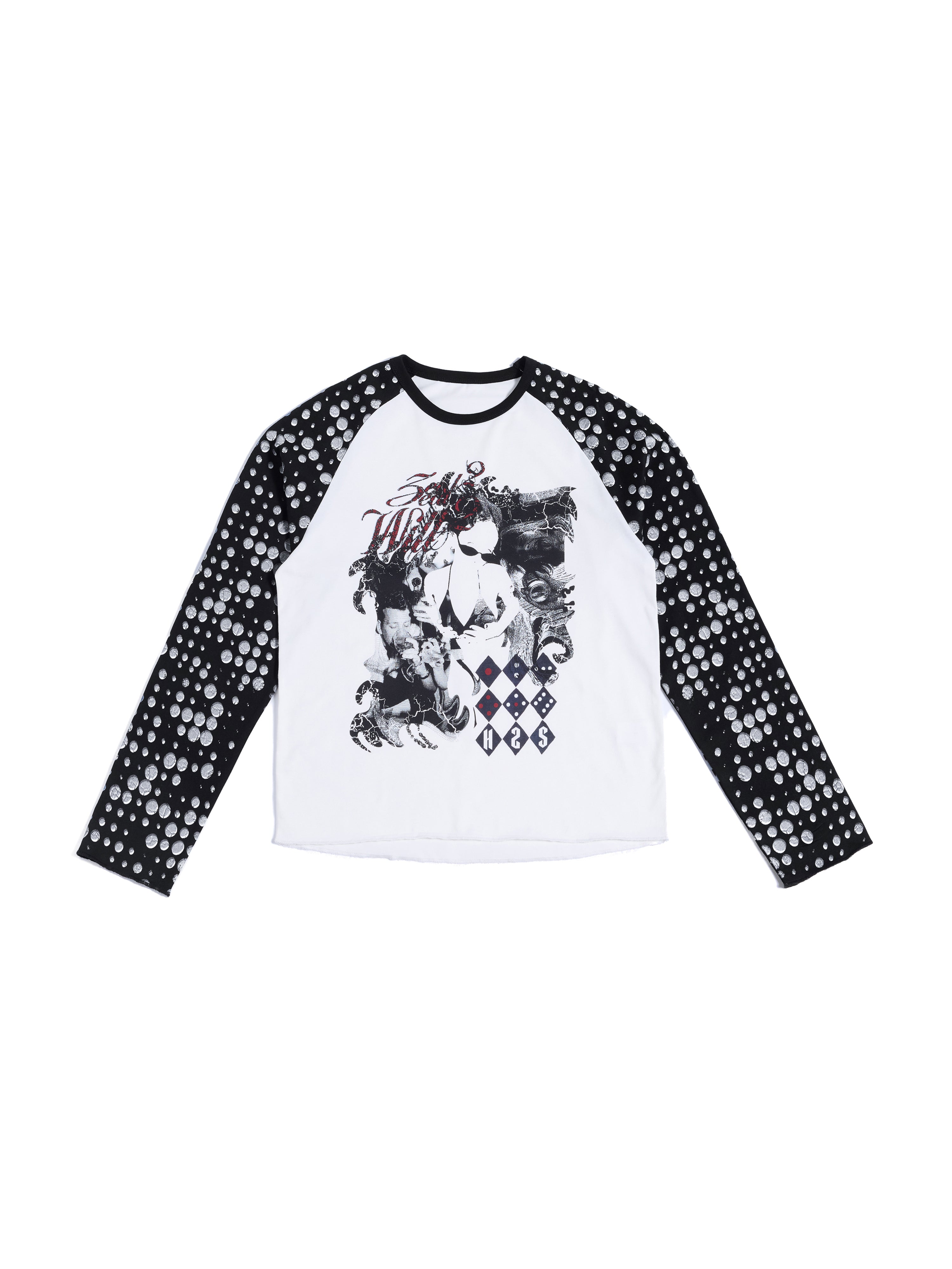 HAS2SONS 26SS "Hazy" Ghost Polka Dot Raglan Color Block Long Sleeve Crew Tee 084