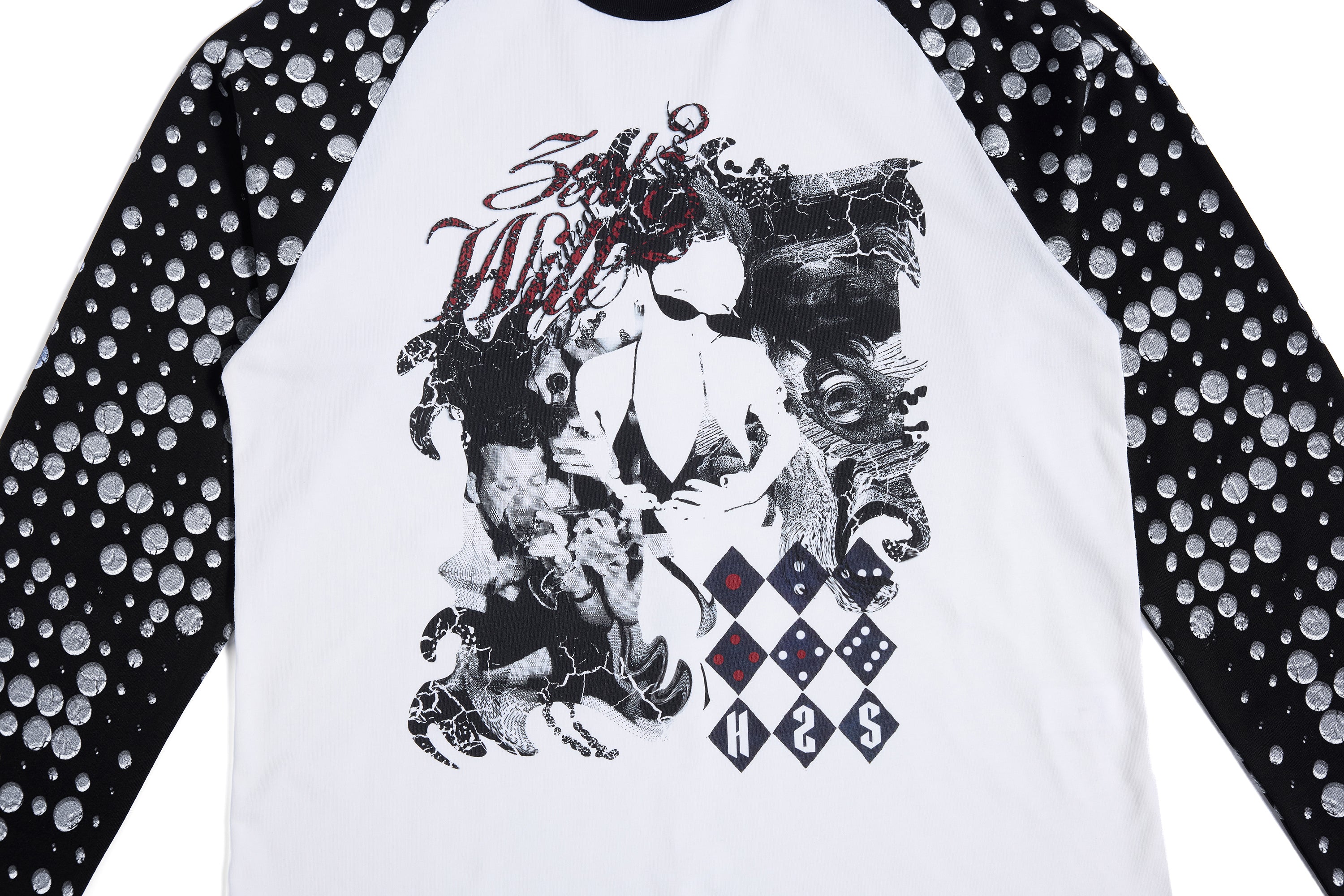 HAS2SONS 26SS "Hazy" Ghost Polka Dot Raglan Color Block Long Sleeve Crew Tee 084