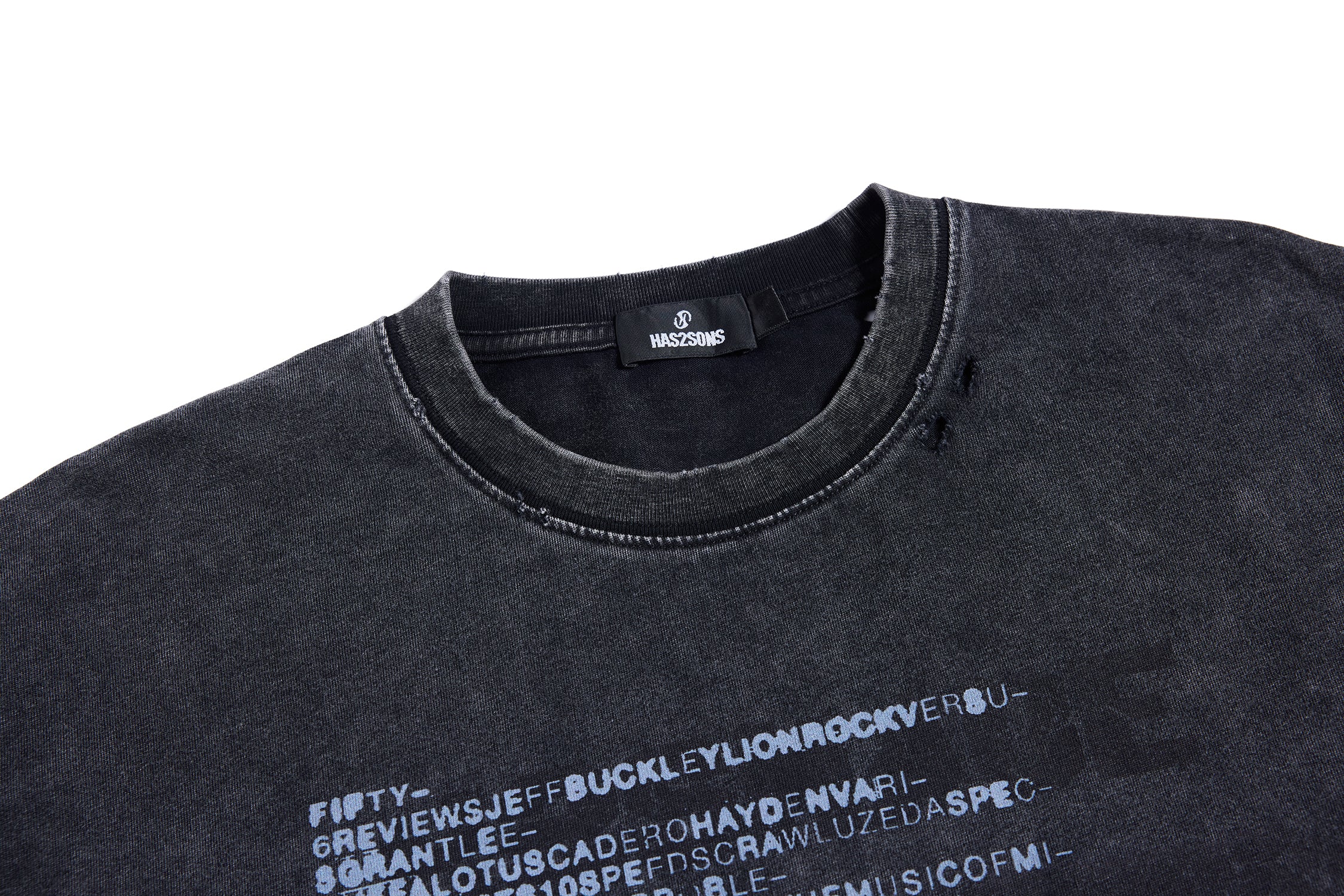 HAS2SONS 26SS "Tour" Washed Distressed Crew Neck Tee T-Shirt