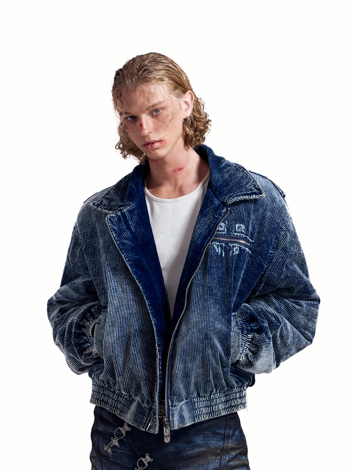 HAS2SONS 25FW Thick Corduroy Denim Indigo Riveted Jacket