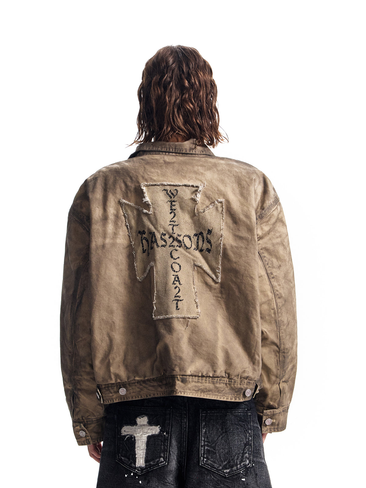HAS2SONS washed old canvas vintage short and wide jacket 015