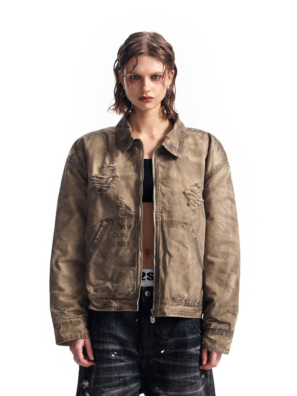 ジャケットの洗濯、古着加工、ダメージ加工、泥吹き、染色加工、キャンバスショート＆ワイドジャケット