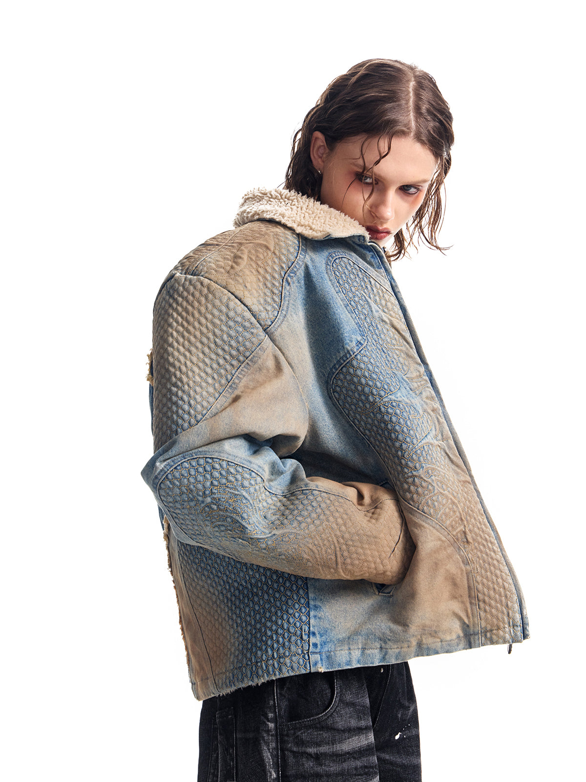 HAS2SONS Embroidered Cowboy Jacket with Fleece Coat