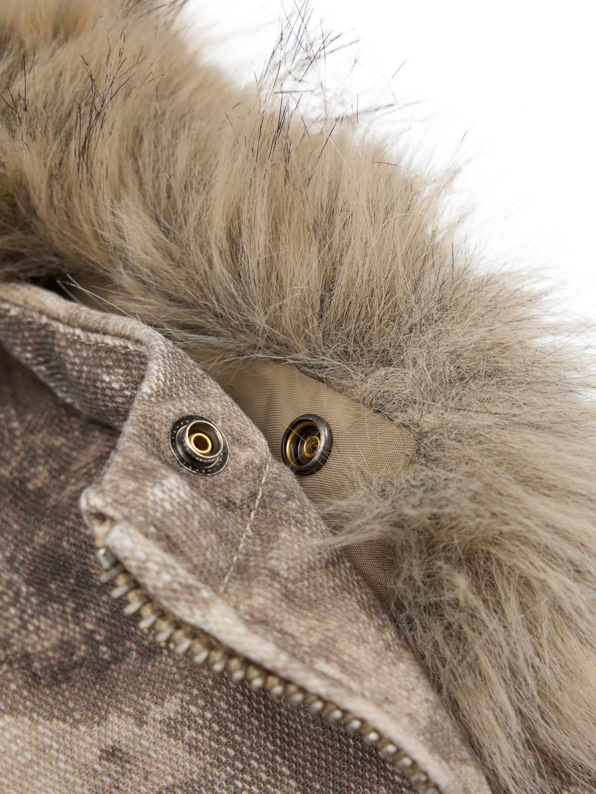 HAS2SONS 26FW Washed Camo Detachable Fur Hooded Vest 135