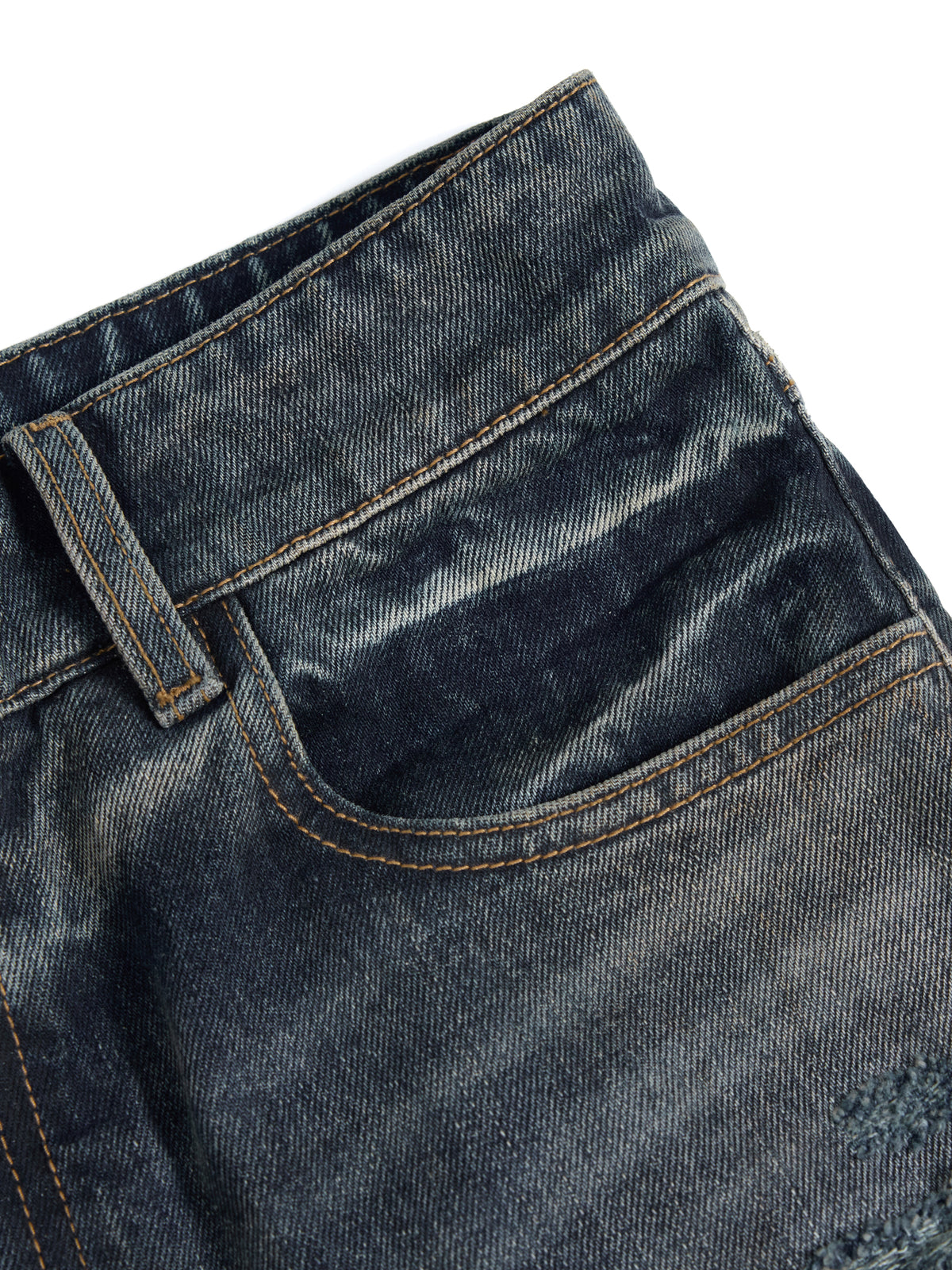 HAS2SONS 26FW Meteor Blue-Grey Embroidered Tapered Jeans
