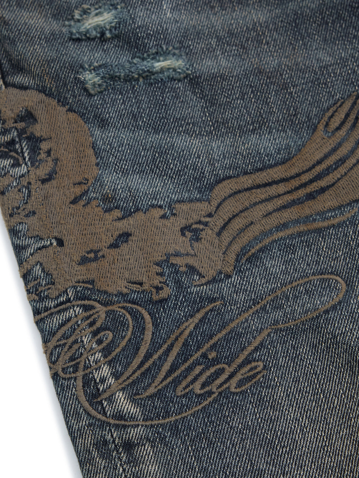 HAS2SONS 26FW Meteor Blue-Grey Embroidered Tapered Jeans