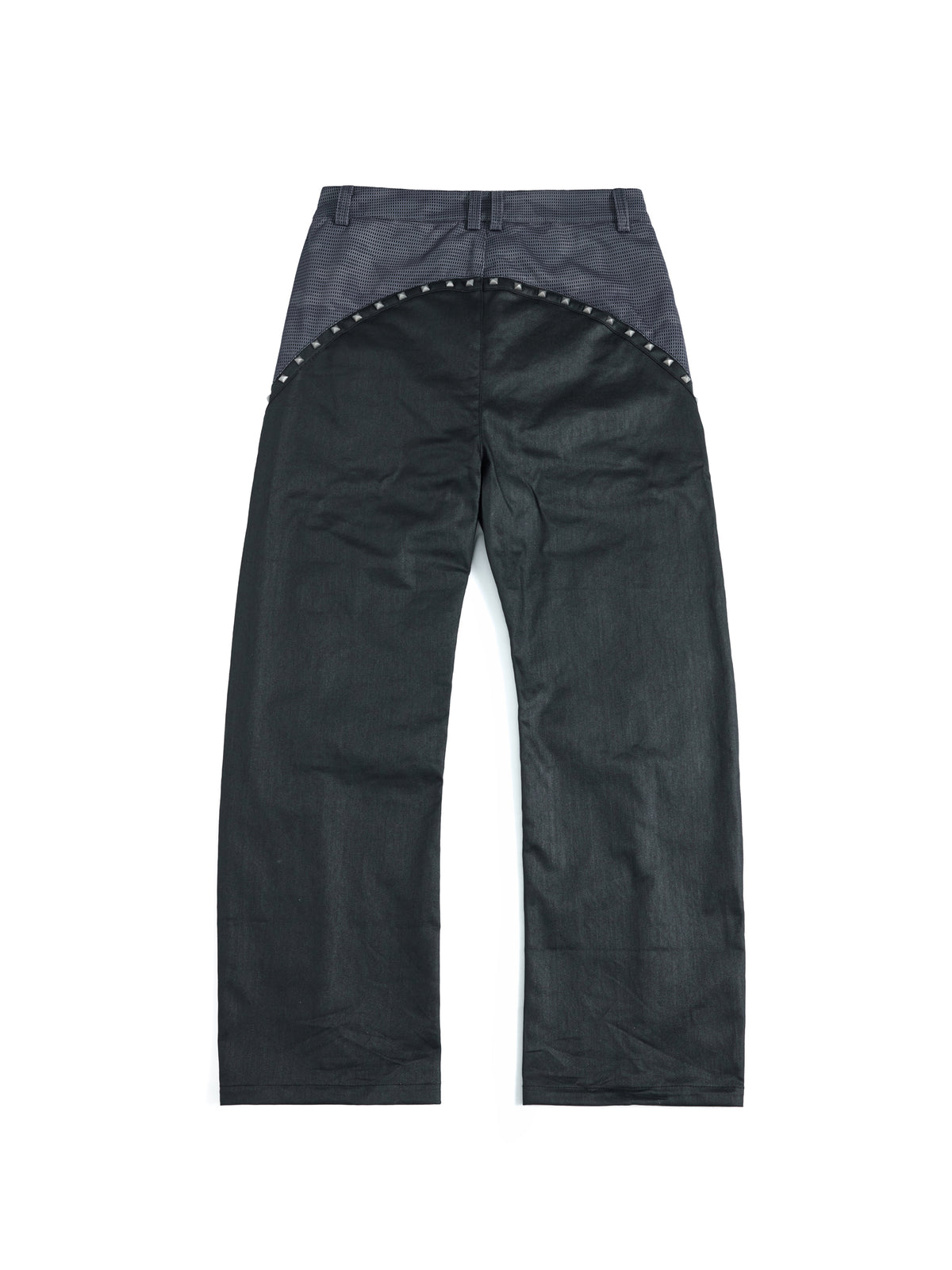 HAS2SONS 26FW  Mesh Camo Waxed Rivet Curved-Leg Jeans
