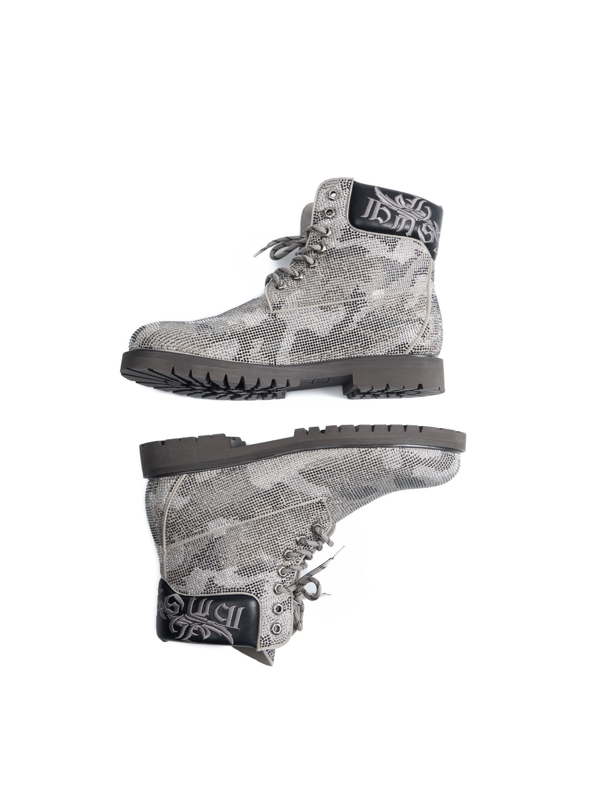 HAS2SONS 26FW Camo Rhinestone Platform Combat Boots