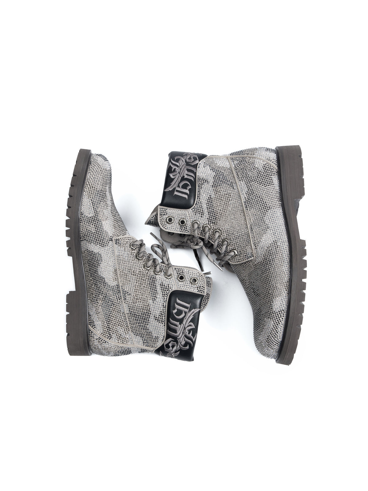 HAS2SONS 26FW Camo Rhinestone Platform Combat Boots