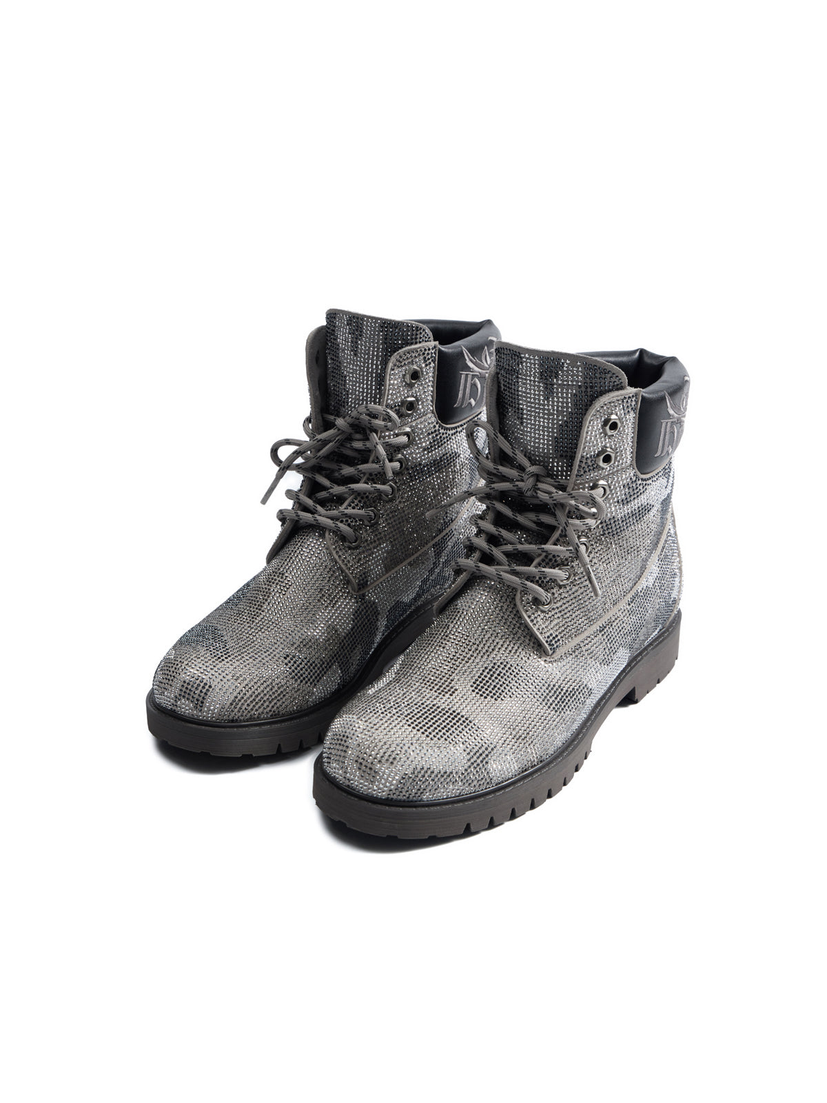 HAS2SONS 26FW Camo Rhinestone Platform Combat Boots