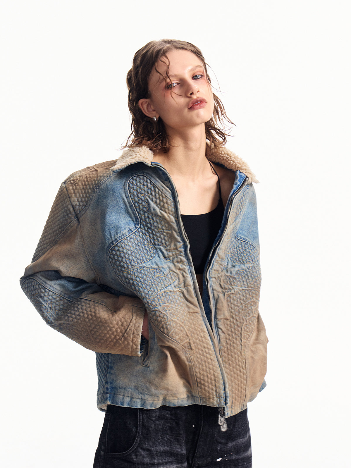 HAS2SONS Embroidered Cowboy Jacket with Fleece Coat