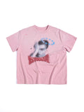HAS2SONS Pink Ripped Halo Portrait Cropped Graphic Tee 099