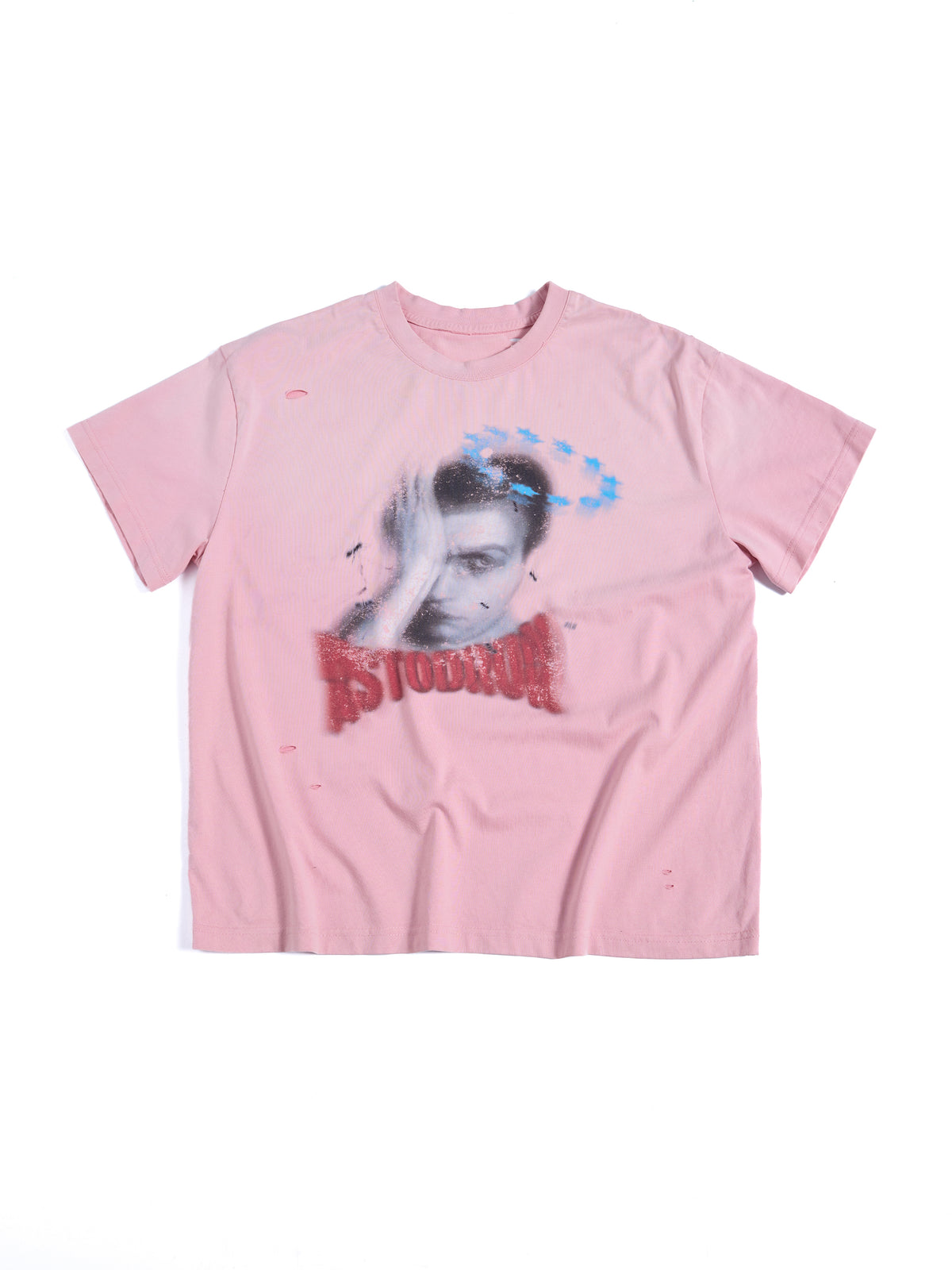 HAS2SONS Pink Ripped Halo Portrait Cropped Graphic Tee 099